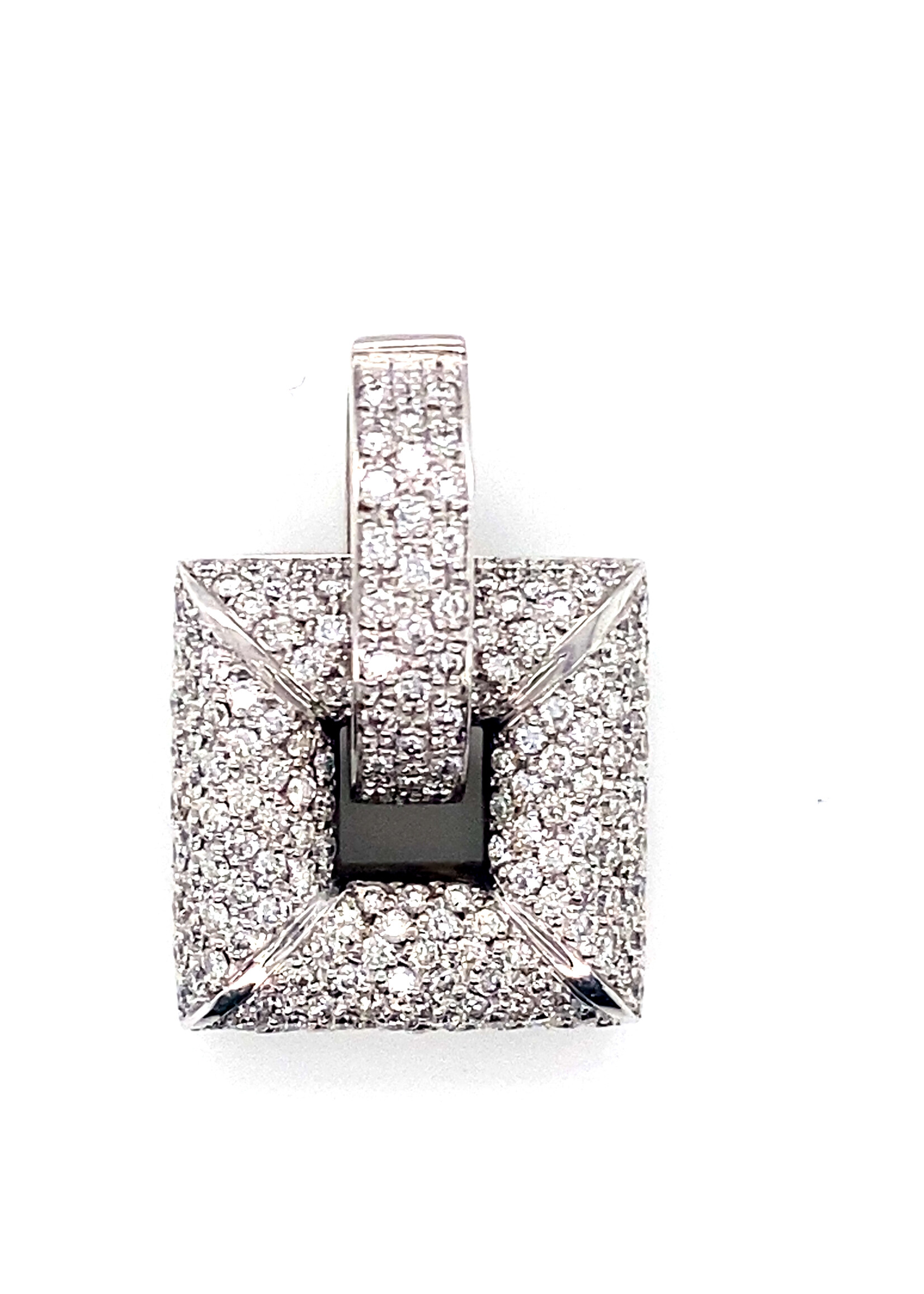 Vintage & Occasion Witgouden moderne hanger met briljant en clipsluiting