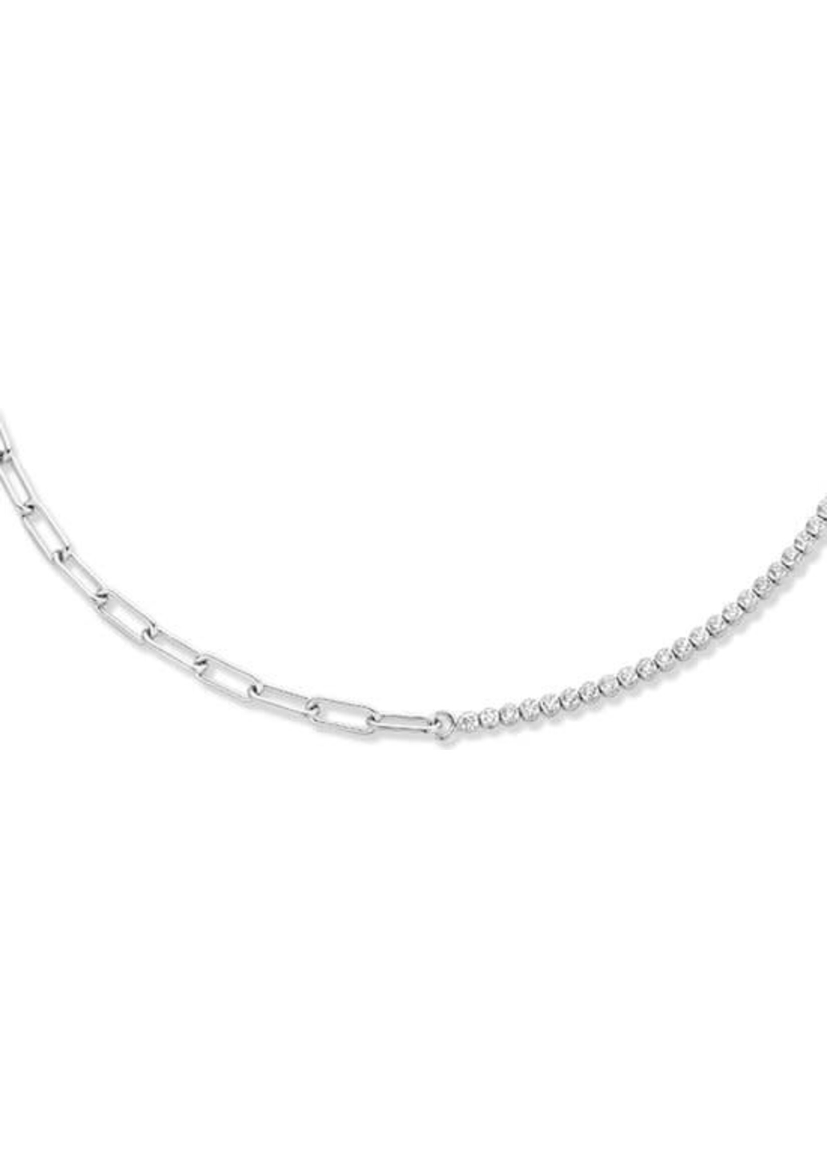 Cataleya jewels Zilveren combi-collier En Paperclip Ronde Buis 40 + 5 Cm