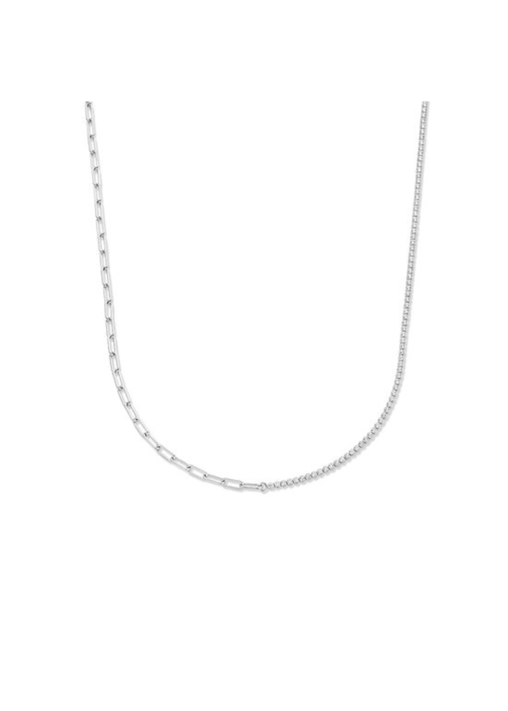 Cataleya jewels Zilveren combi-collier En Paperclip Ronde Buis 40 + 5 Cm