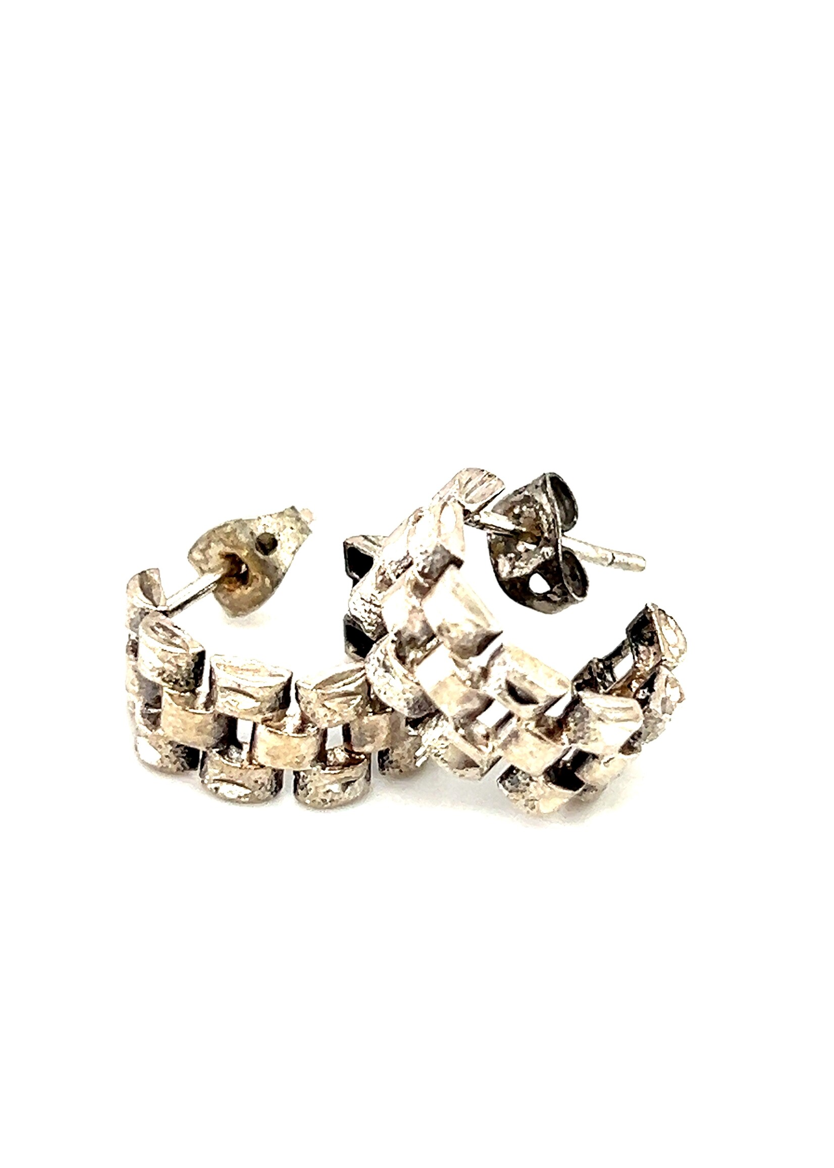 Vintage & Occasion Zilveren occasion rolex schakel oorbellen