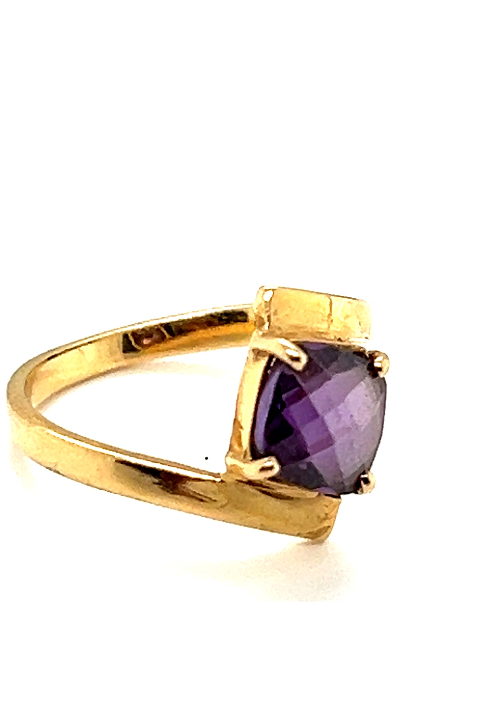 Vintage & Occasion Geelgouden ring met amethist gefaceteerd 18k - maat 16.5