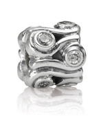 Vintage & Occasion Retired Sterling Silver Ocean Wave Bead with Clear Zirconia - 790369CZ