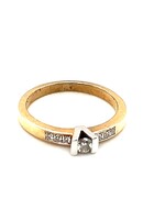 Vintage & Occasion Geelgouden ring met briljant 0.15 ct- maat  16.5