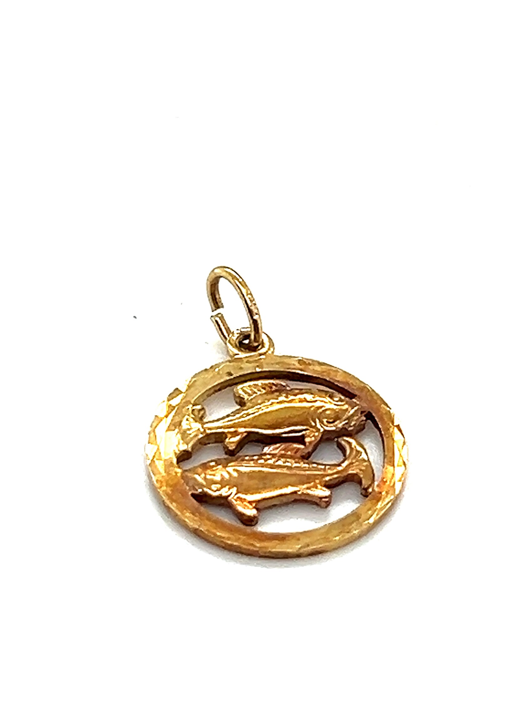 Vintage & Occasion Geelgouden bedel 14 k sterrenbeeld vissen