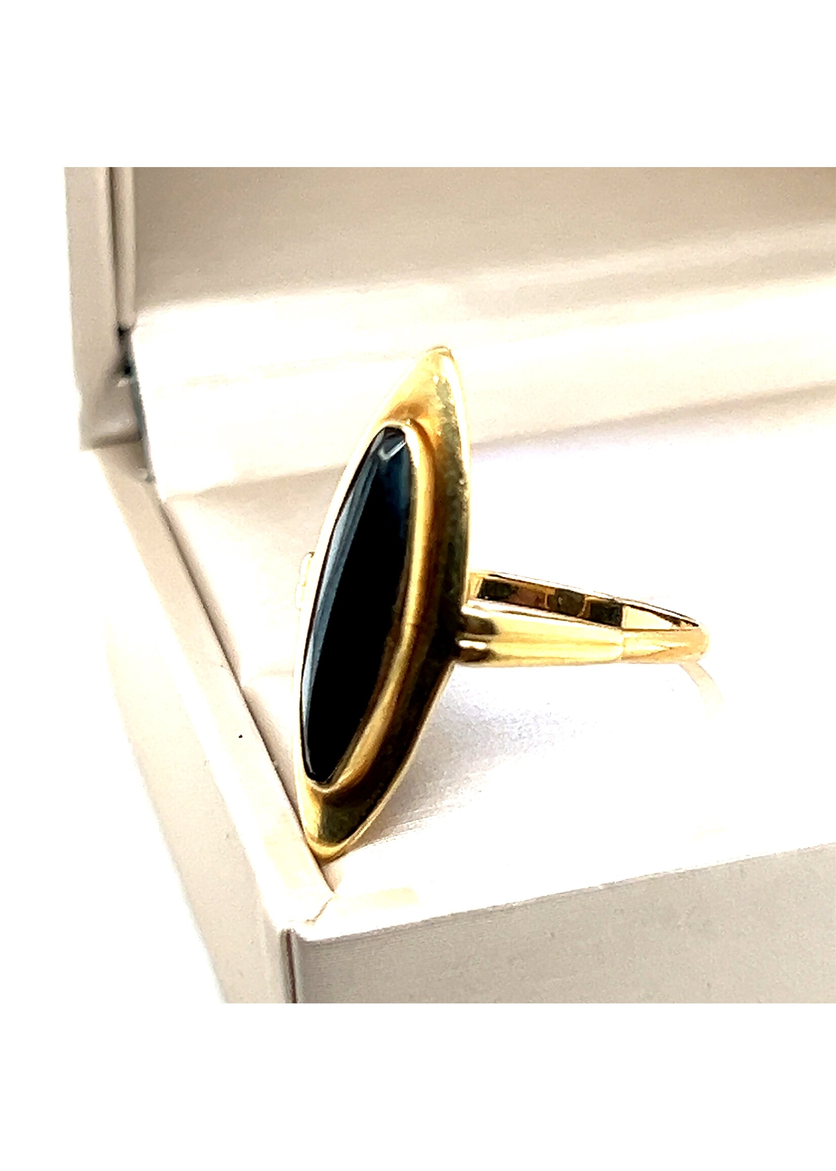 Vintage & Occasion Geelgouden ring met hematiet - maat 17.25