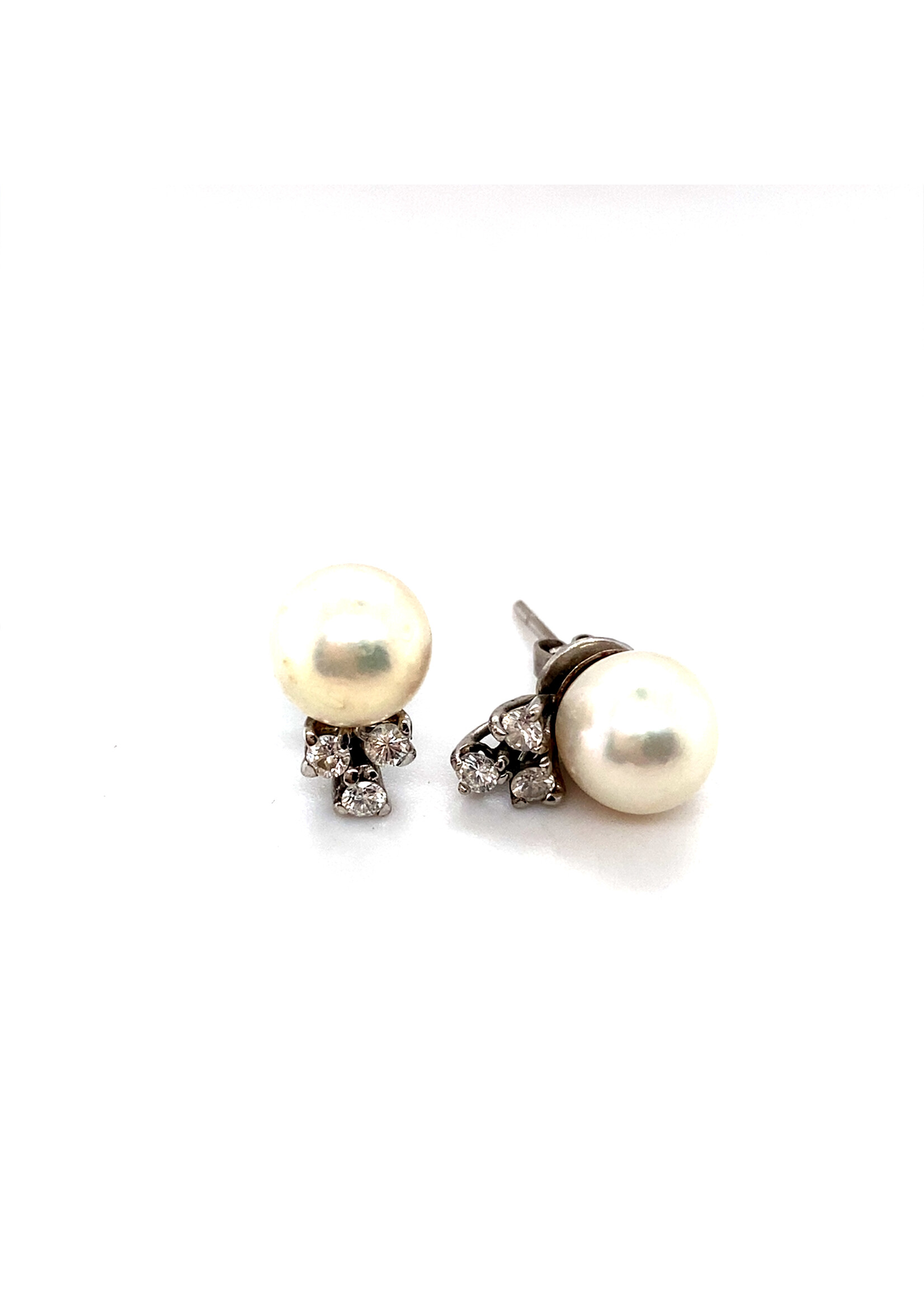 Vintage & Occasion Witgouden oorbellen met zirkonia