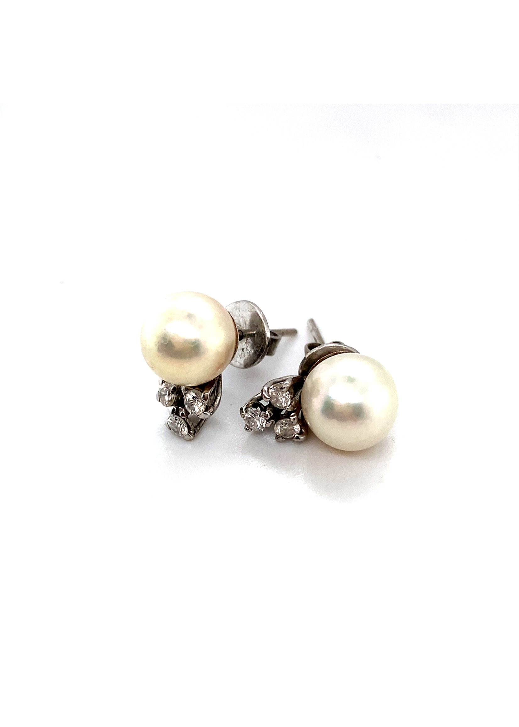 Vintage & Occasion Witgouden oorbellen met zirkonia
