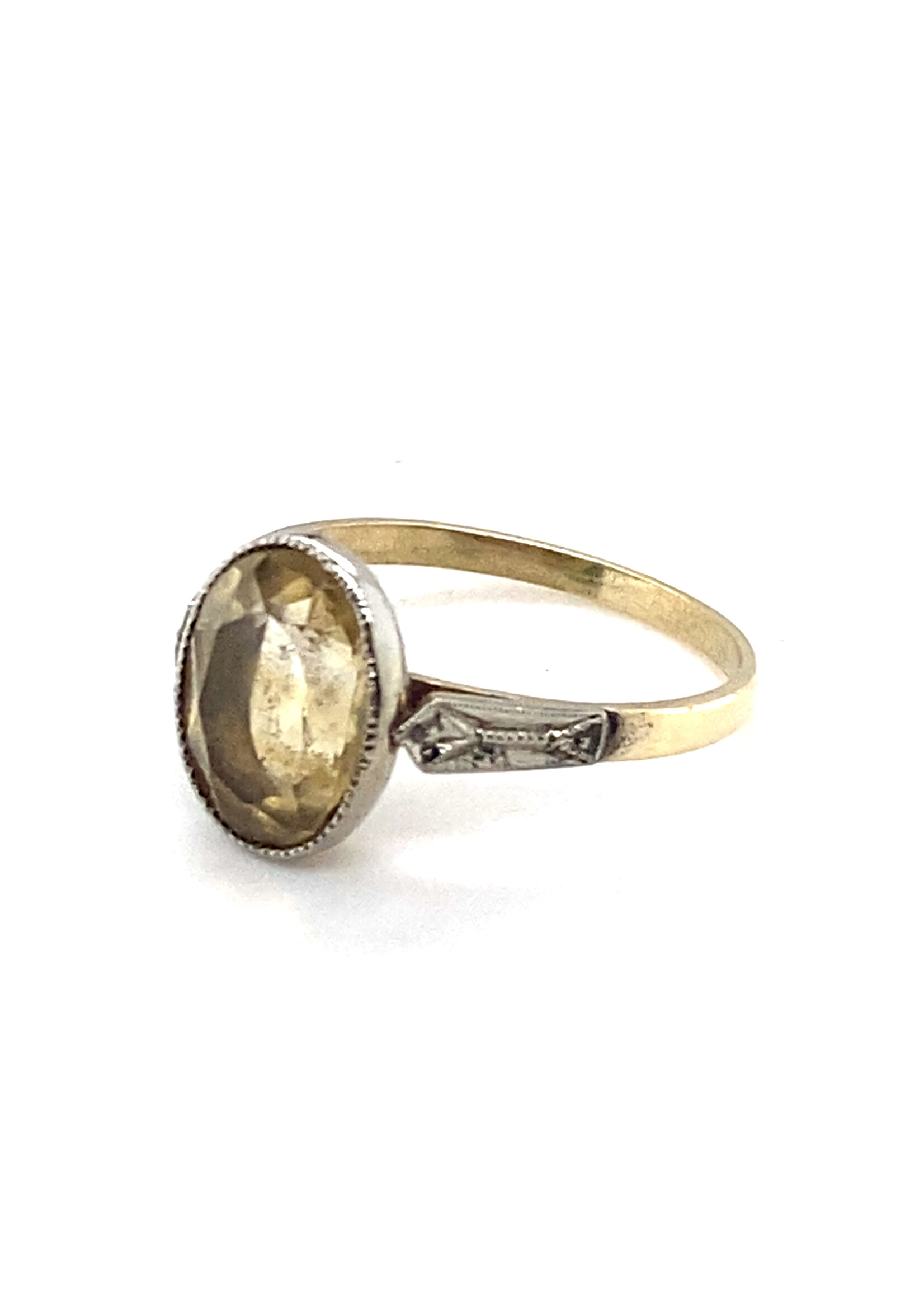 Vintage & Occasion Geelgouden ring met citrien - maat 17