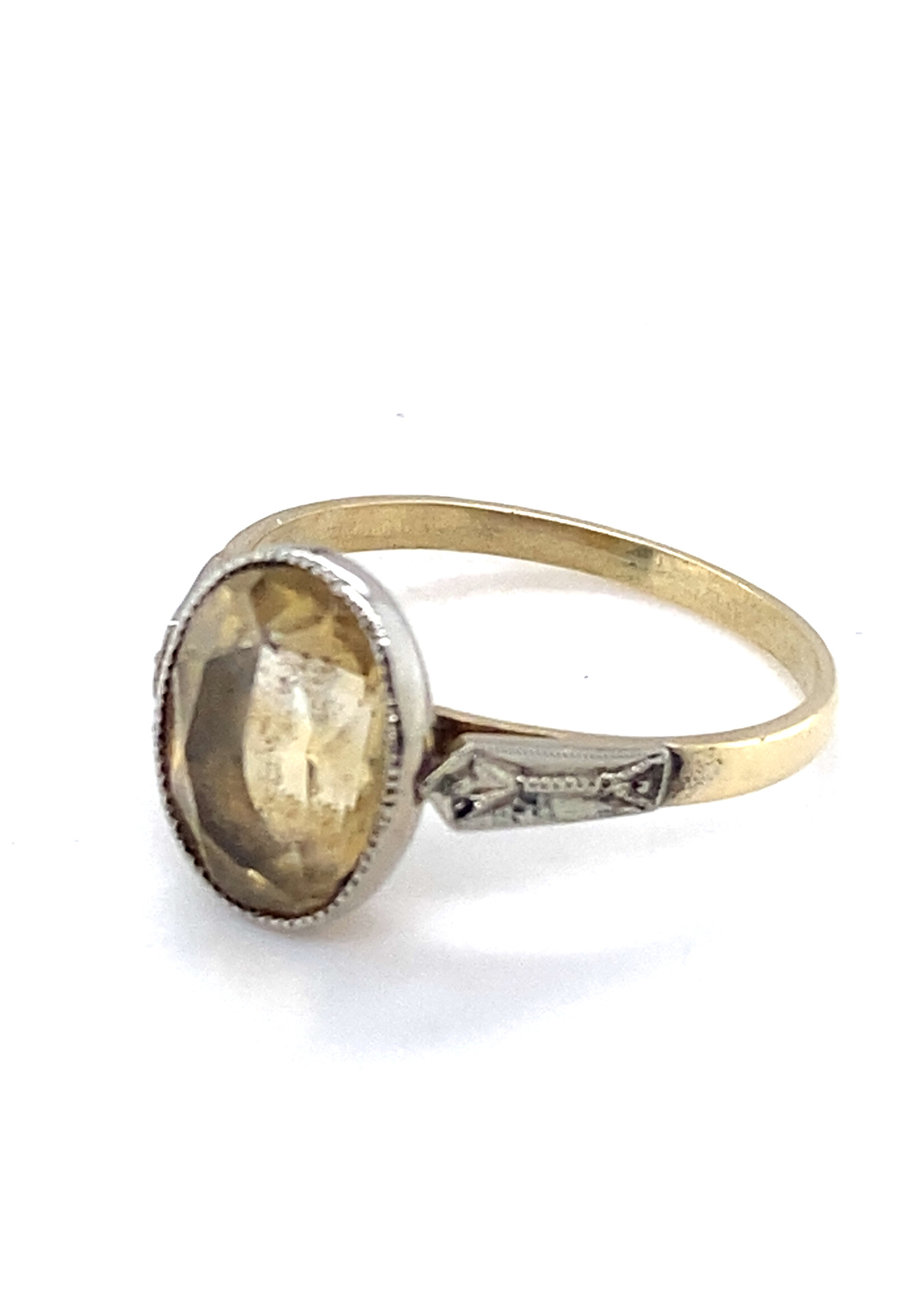 Vintage & Occasion Geelgouden ring met citrien - maat 17