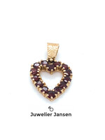 Vintage & Occasion Granaat  hanger rosegoud klein hart