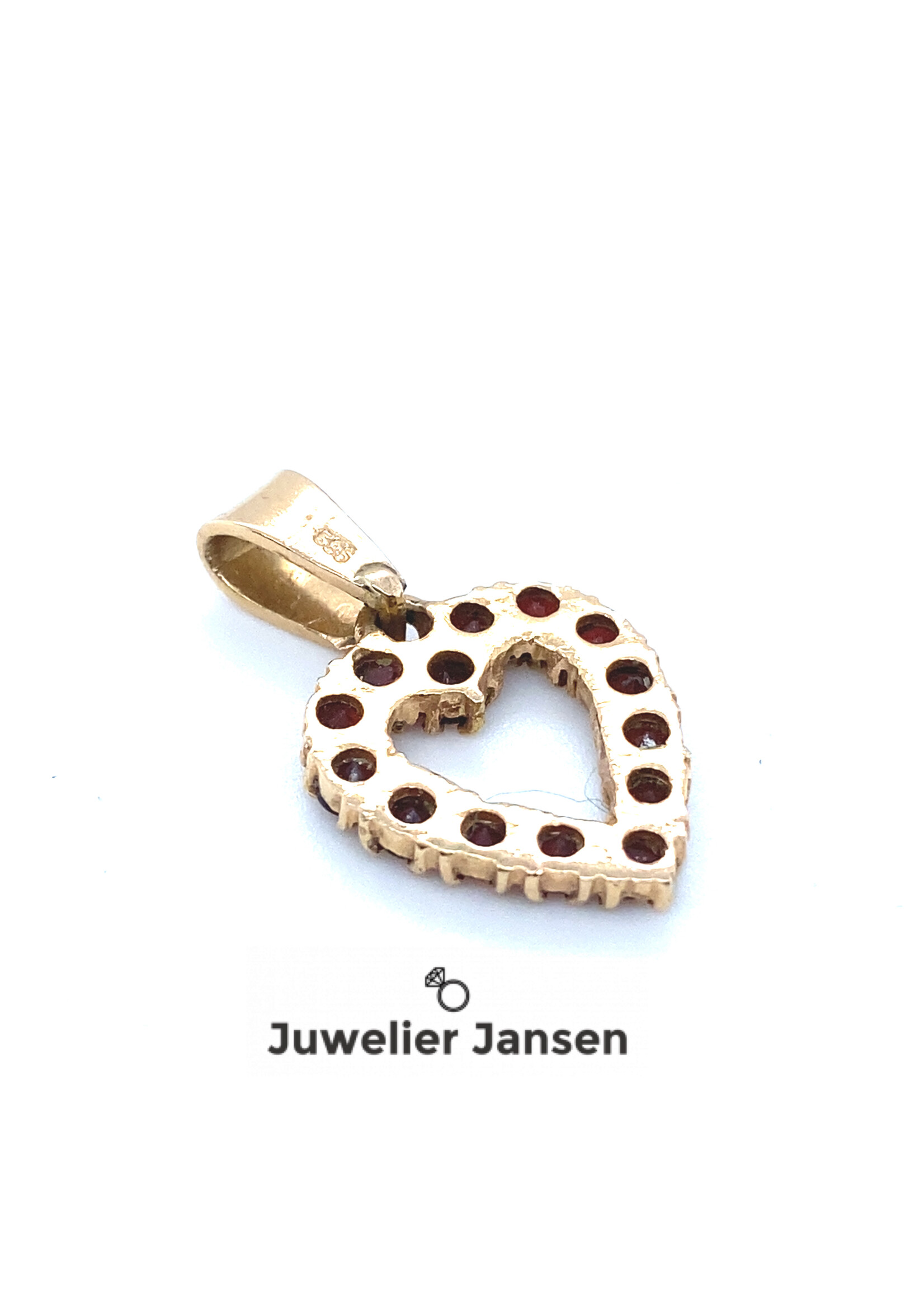 Vintage & Occasion Granaat  hanger rosegoud klein hart