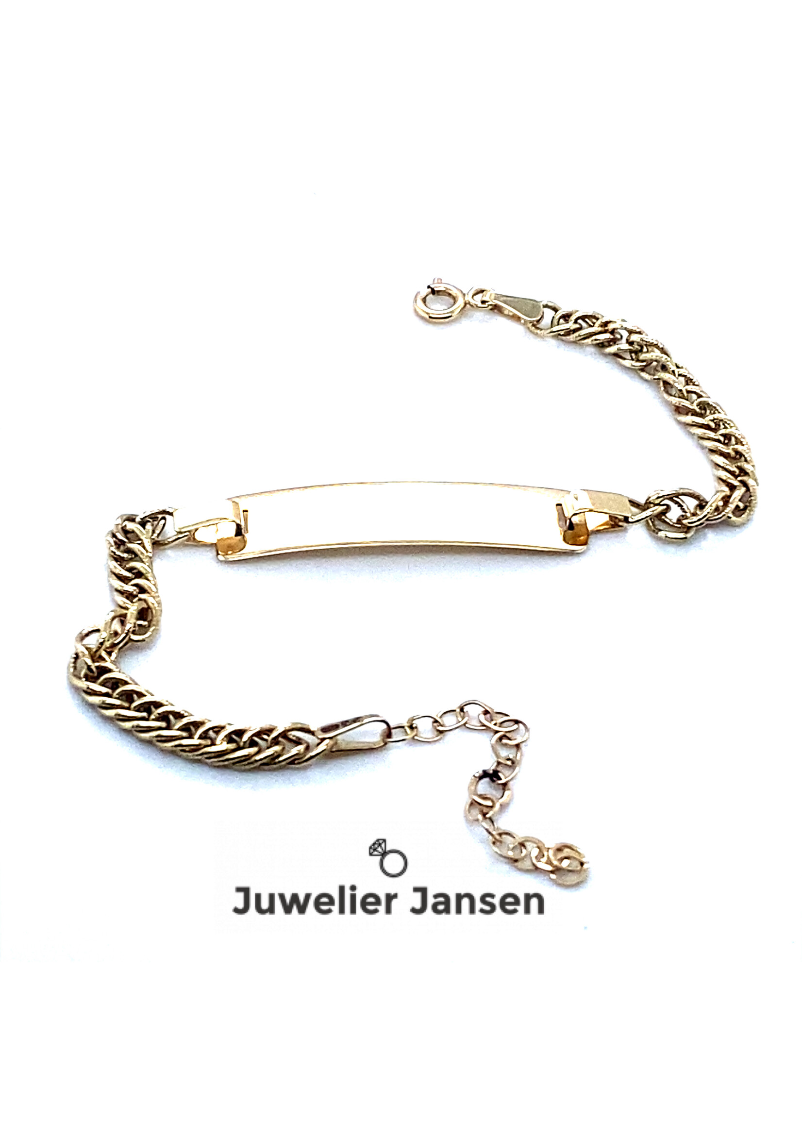 Vintage & Occasion Geelgouden plaatarmband fantasie schakel lengte 15cm + 3cm