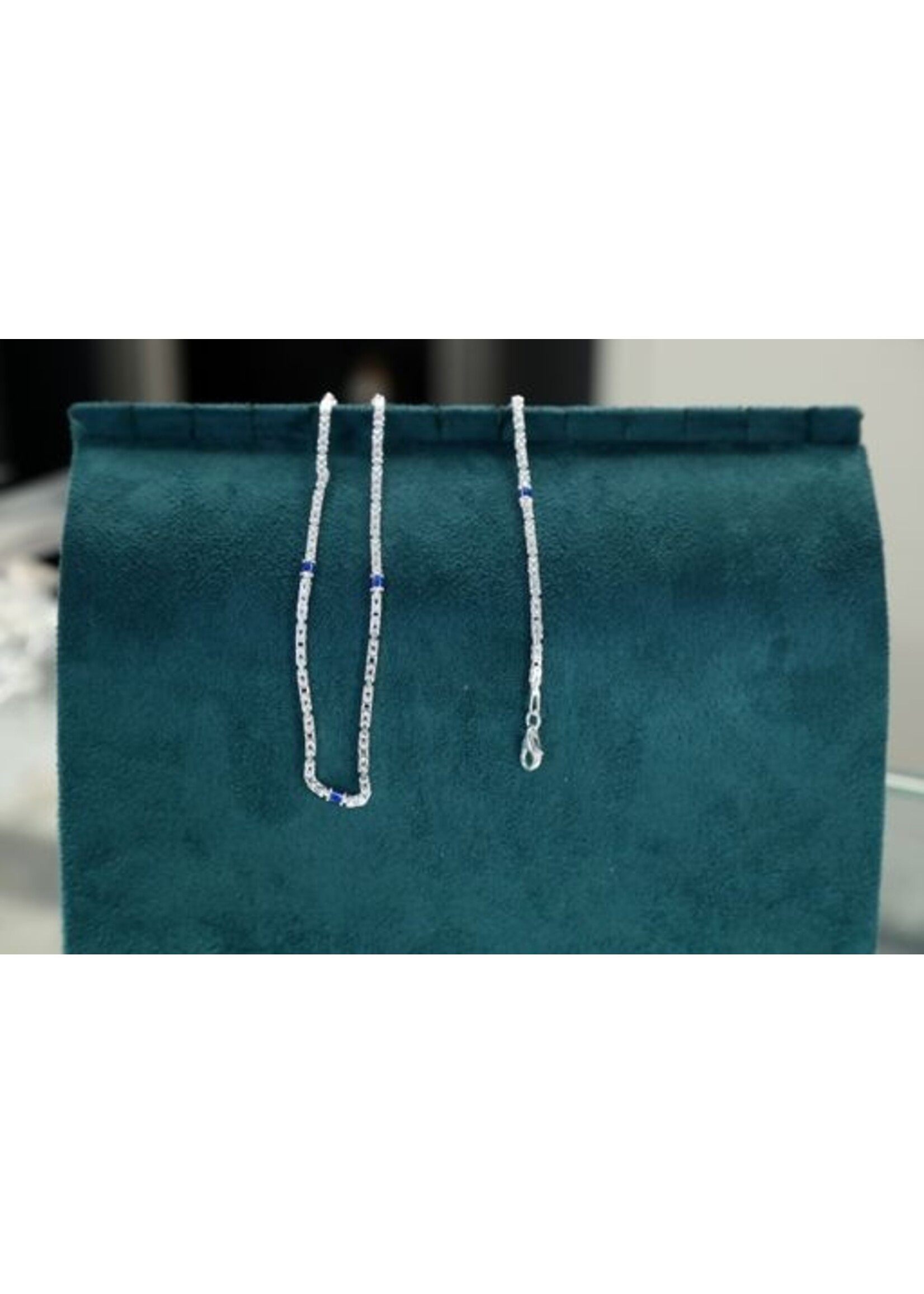 Cataleya jewels Zilveren armband koningsschakel met blauwe steentjes 20 cm