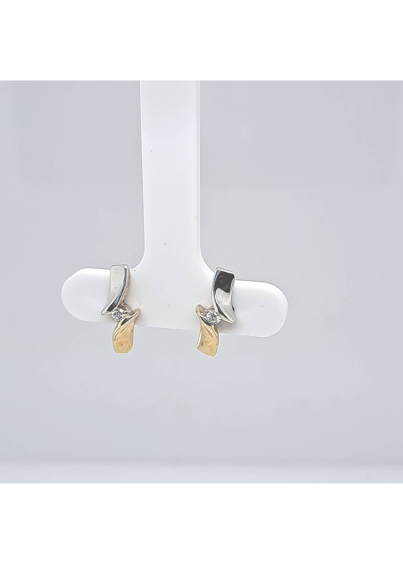 Vintage & Occasion Bicolor oorknoppen met briljant totaal 0.08 ct G/VS