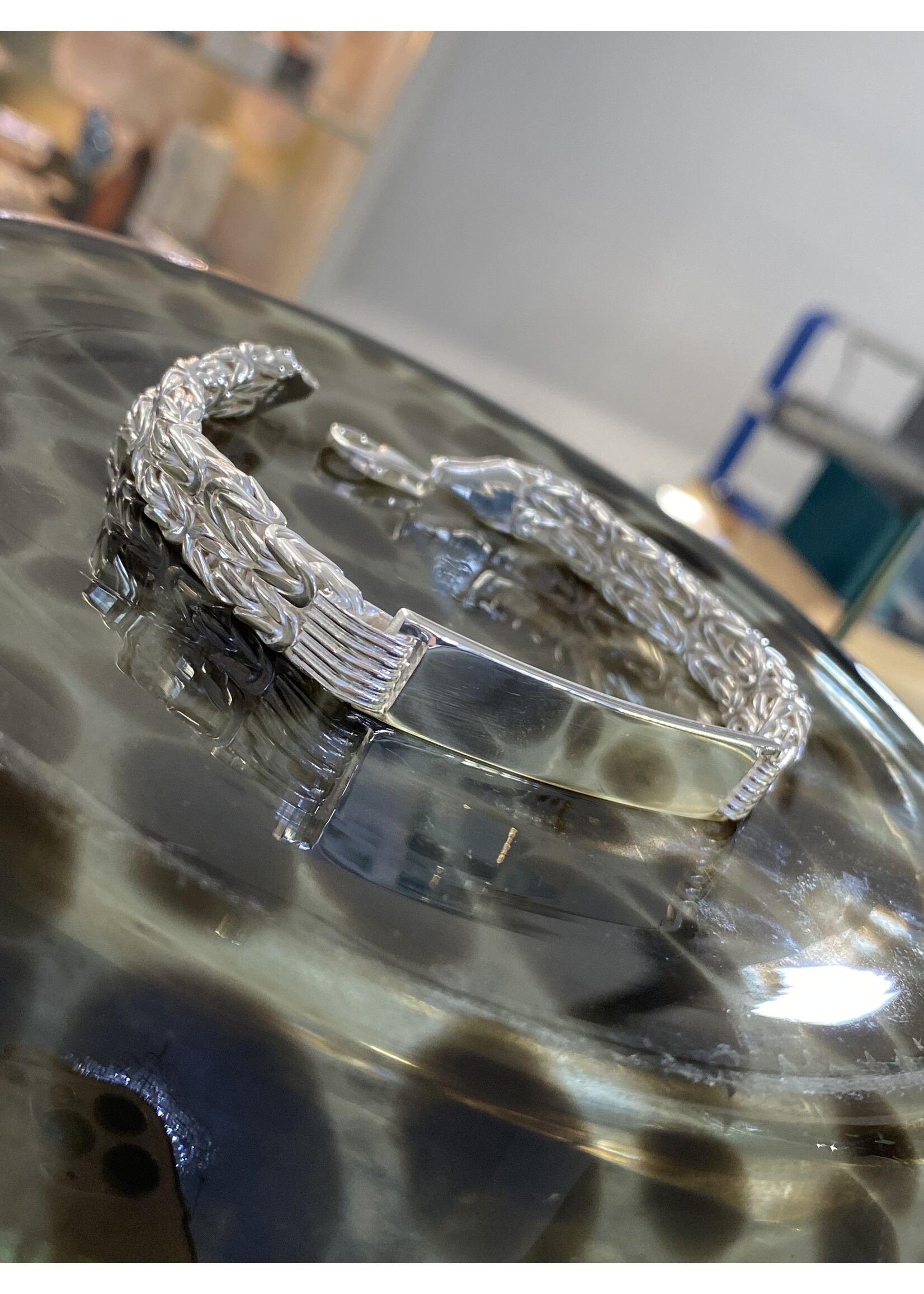 Cataleya jewels Zilveren massieve  dubbele koningsschakel plaat armband