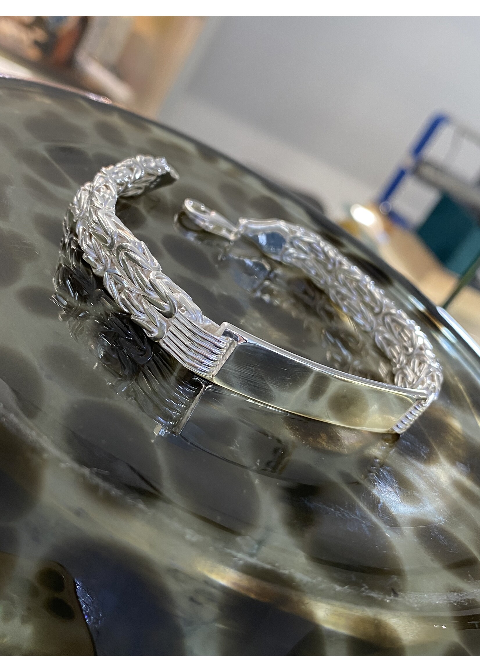 Cataleya jewels Zilveren massieve  dubbele koningsschakel plaat armband