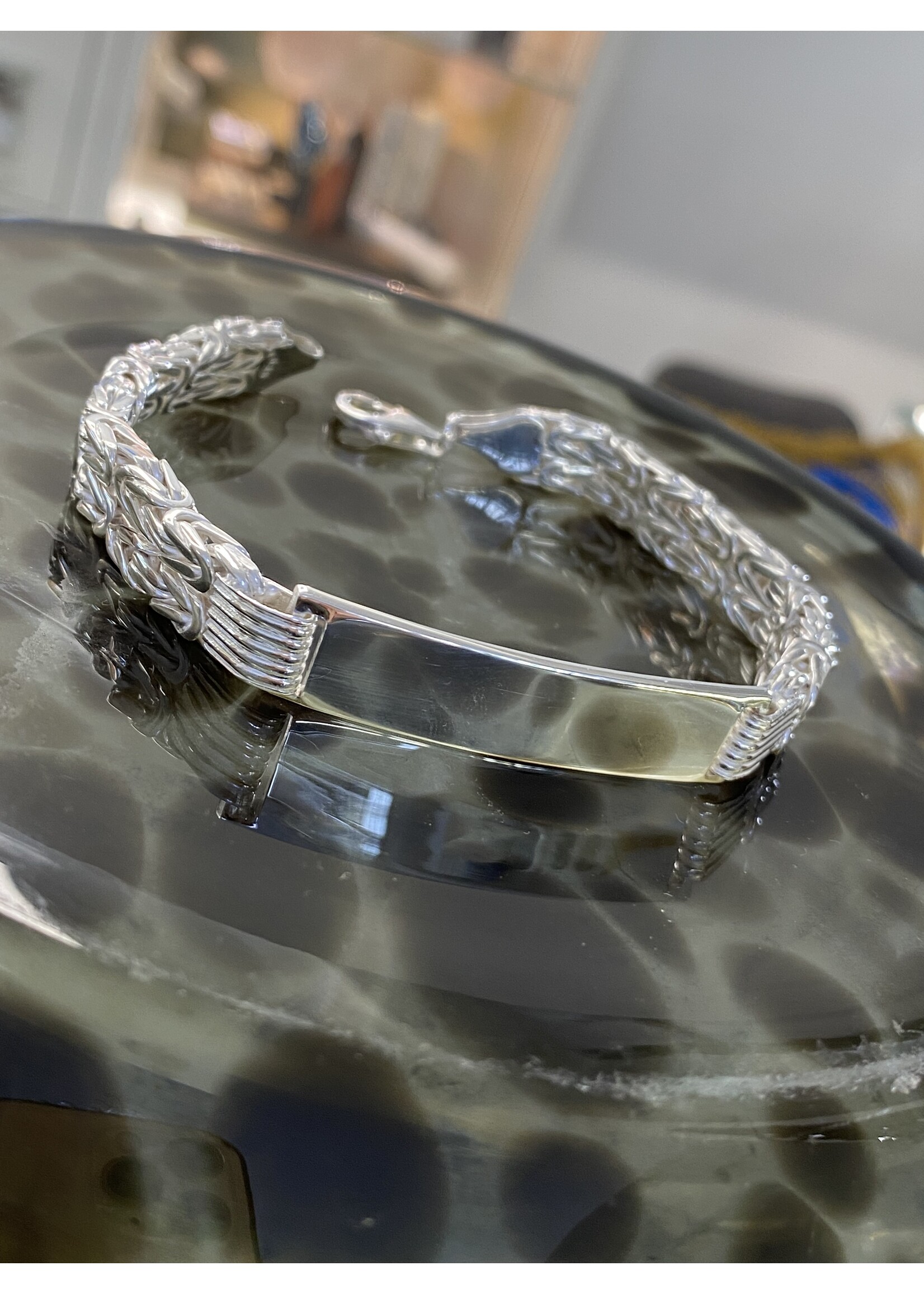 Cataleya jewels Zilveren massieve  dubbele koningsschakel plaat armband