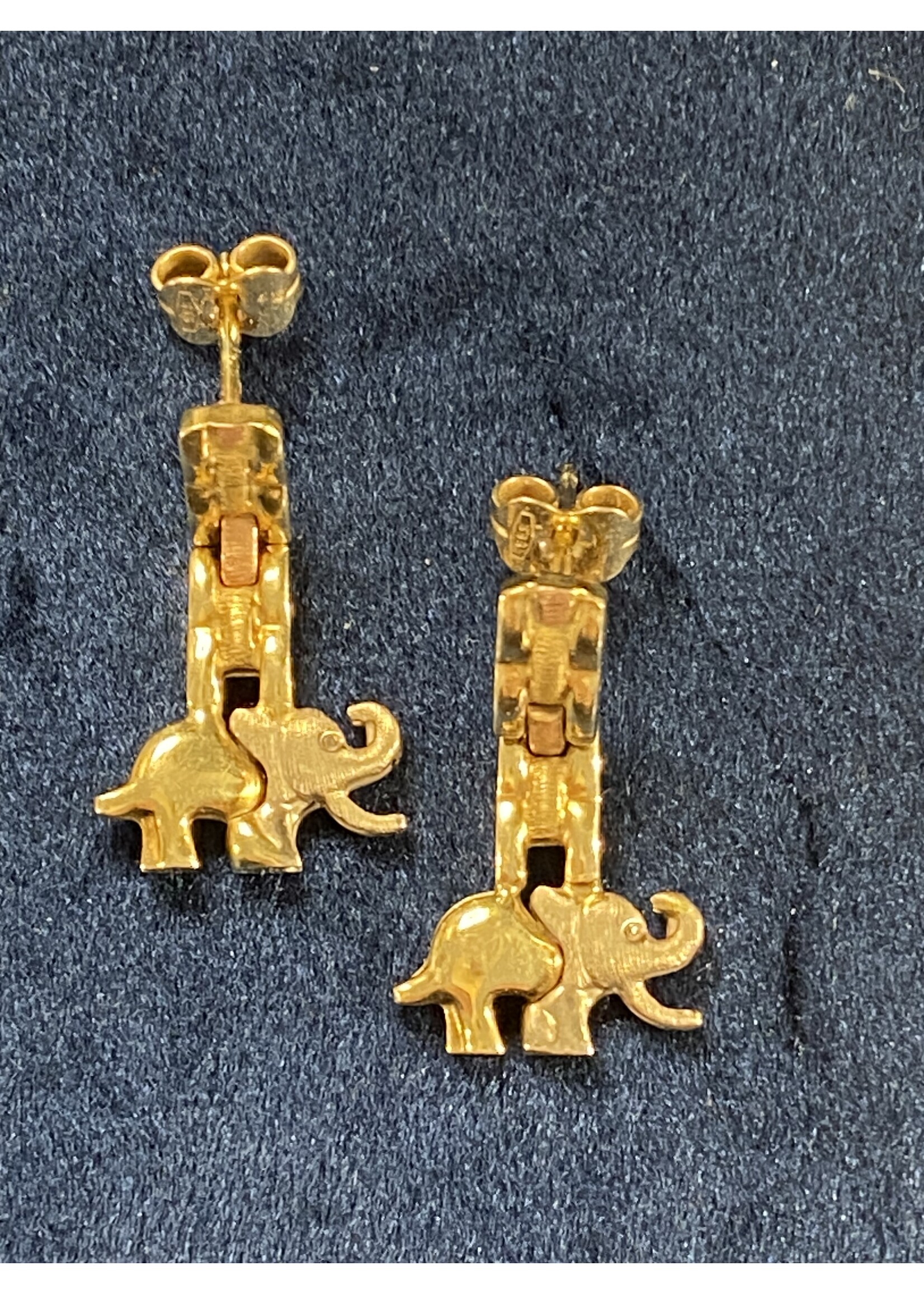 Vintage & Occasion Geelgouden  18k oorhangers olifant bicolor rolex schakel