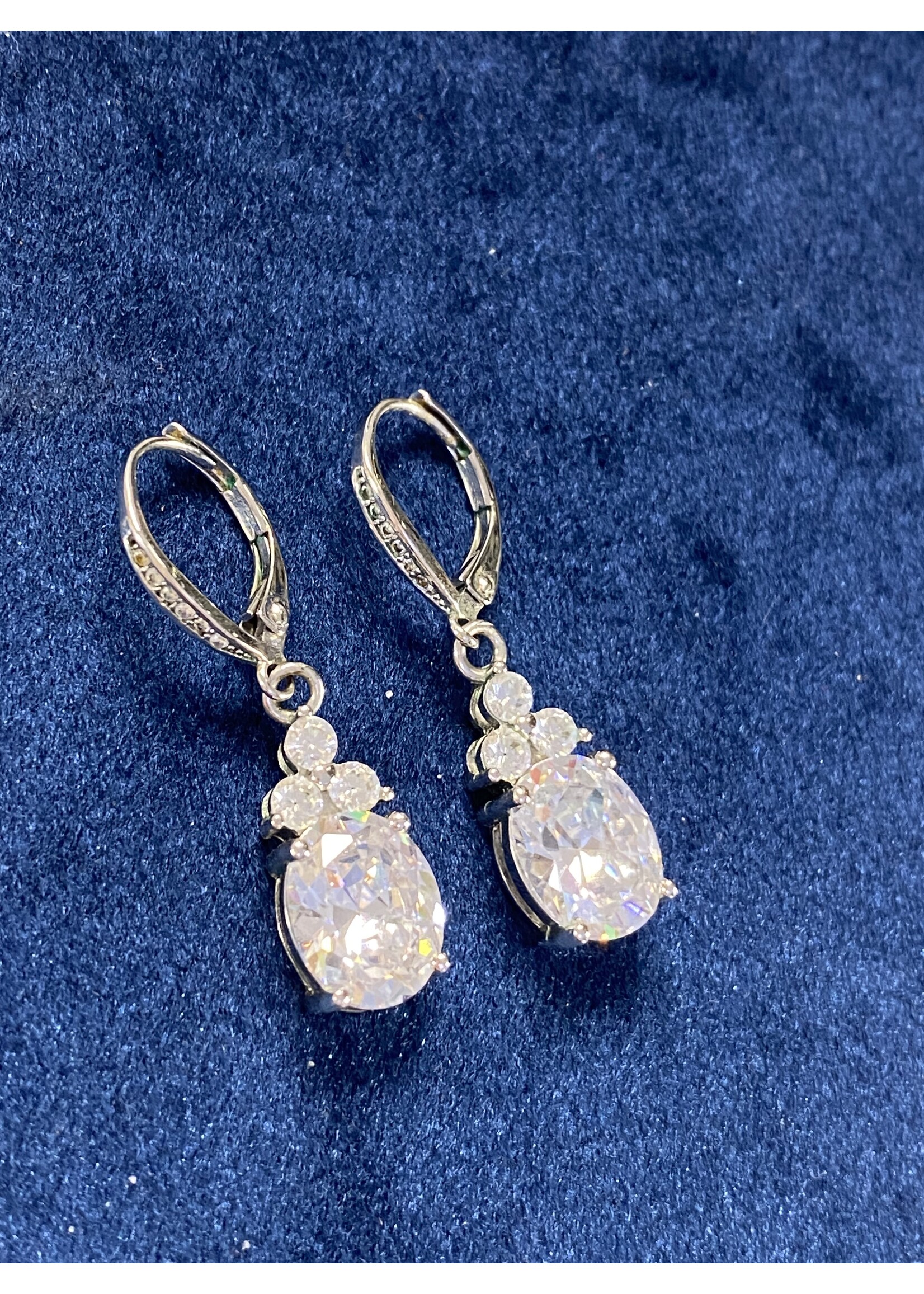 Vintage & Occasion Zilveren oorhangers zirkonia met brisur haakjes