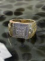Vintage & Occasion Geelgouden ring 14k  met briljant 0.50 ct maat 20