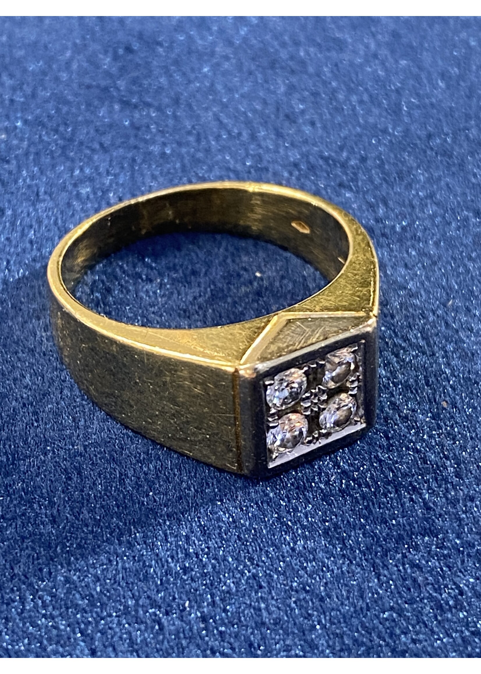 Vintage & Occasion Geelgouden heren zegelring met briljant  0.30 ct - maat 20.5