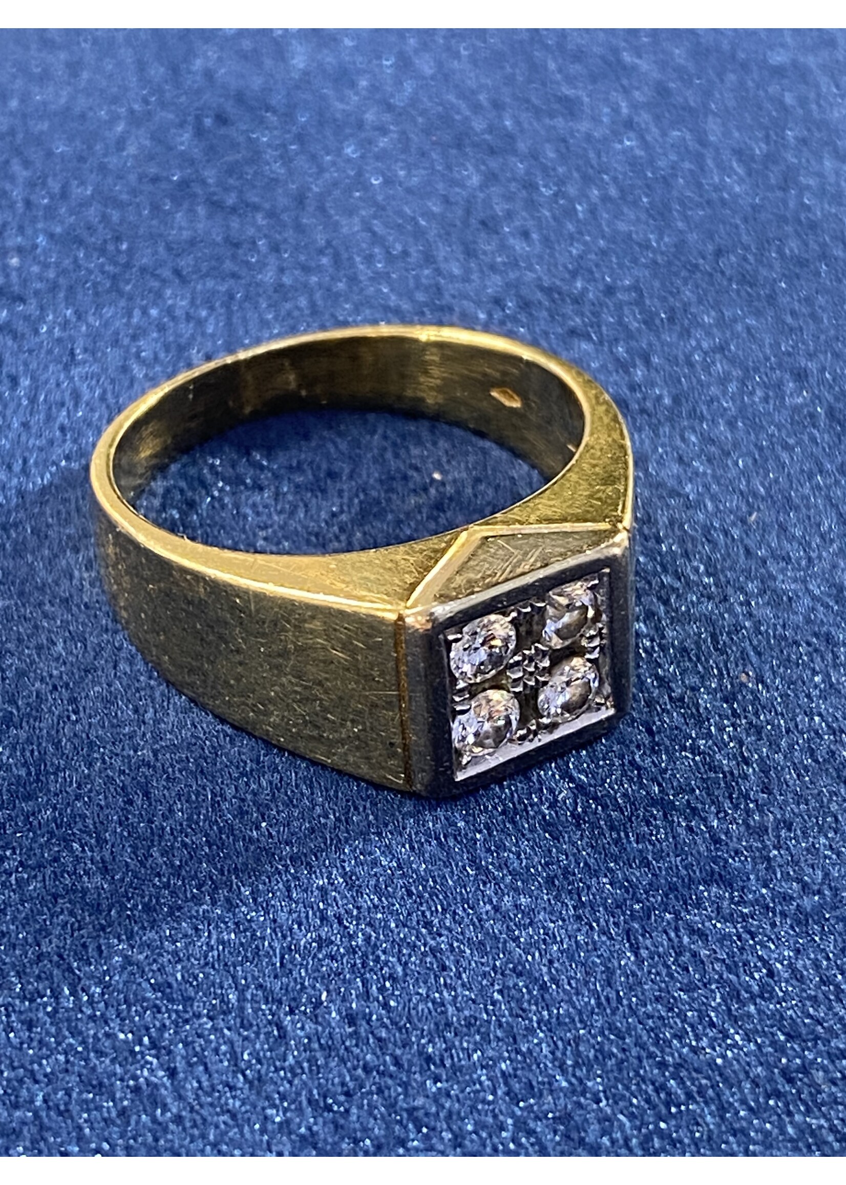 Vintage & Occasion Geelgouden heren zegelring met briljant  0.30 ct - maat 20.5