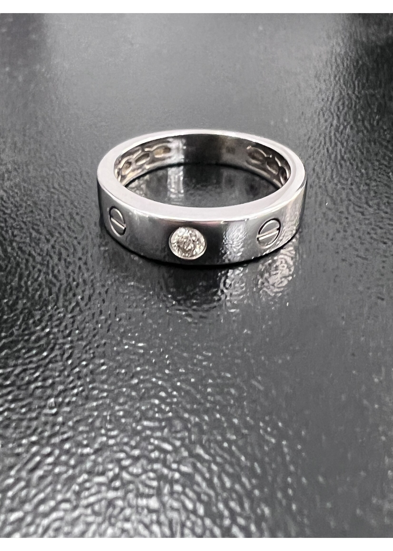 Vintage & Occasion Witgouden 18k ring met briljant 0.10ct - maat 18.75