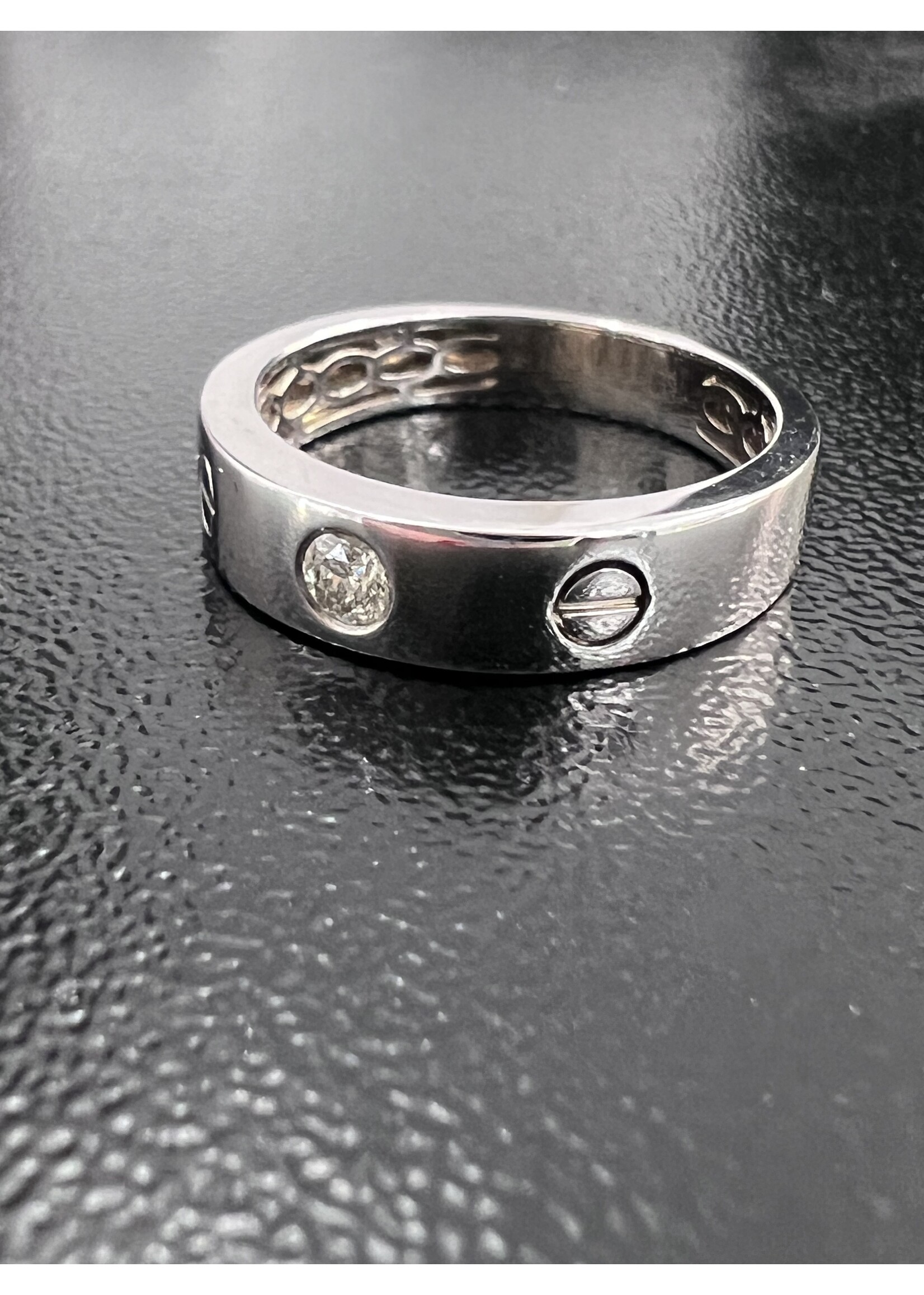 Vintage & Occasion Witgouden 18k ring met briljant 0.10ct - maat 18.75