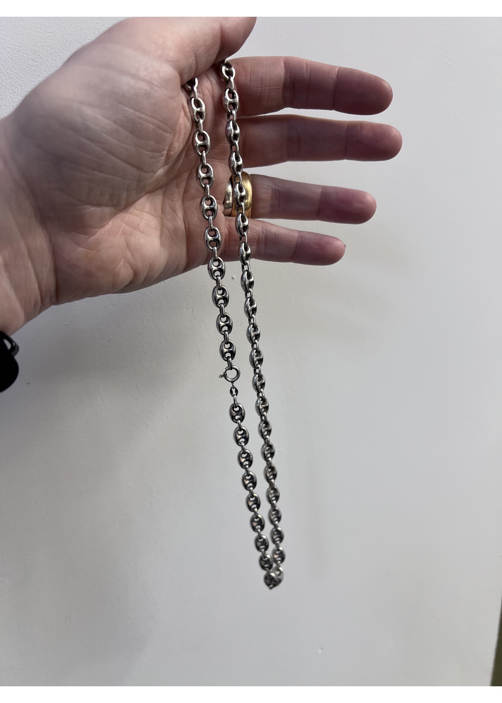 Vintage & Occasion Zilveren collier koffieboon - 70 cm