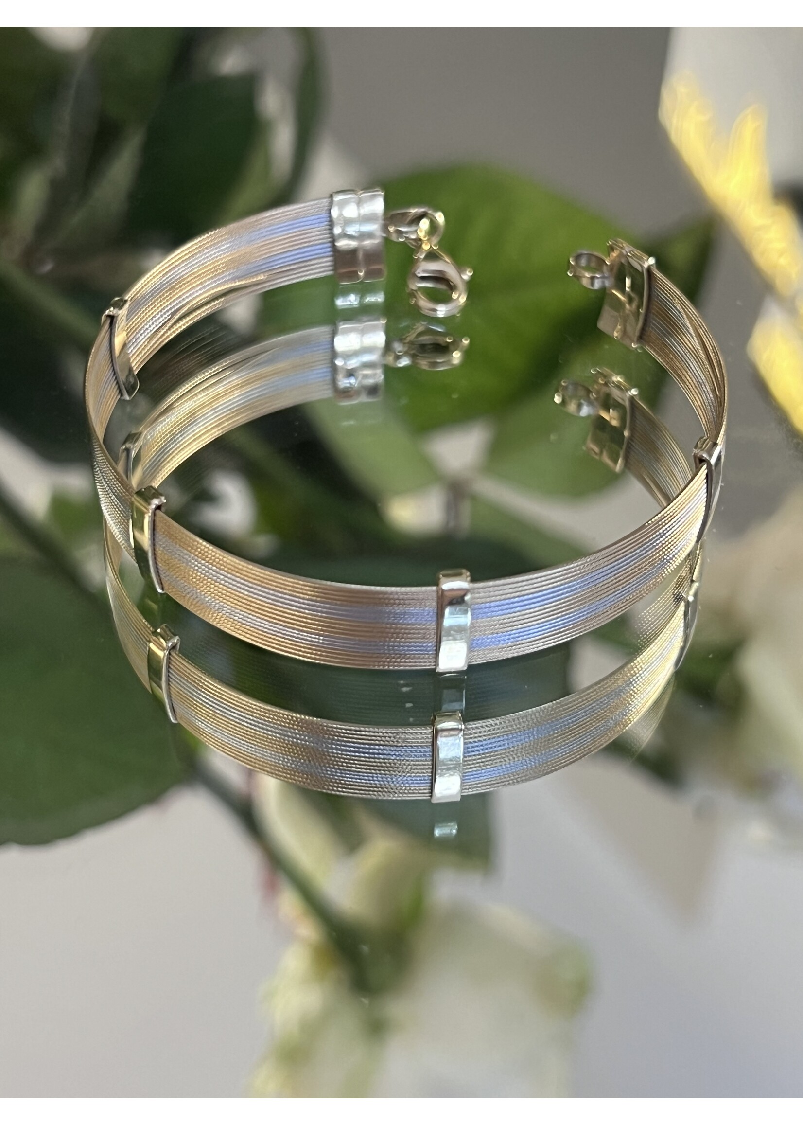 Vintage & Occasion Bicolor gouden 14k  brede armband - 18 cm