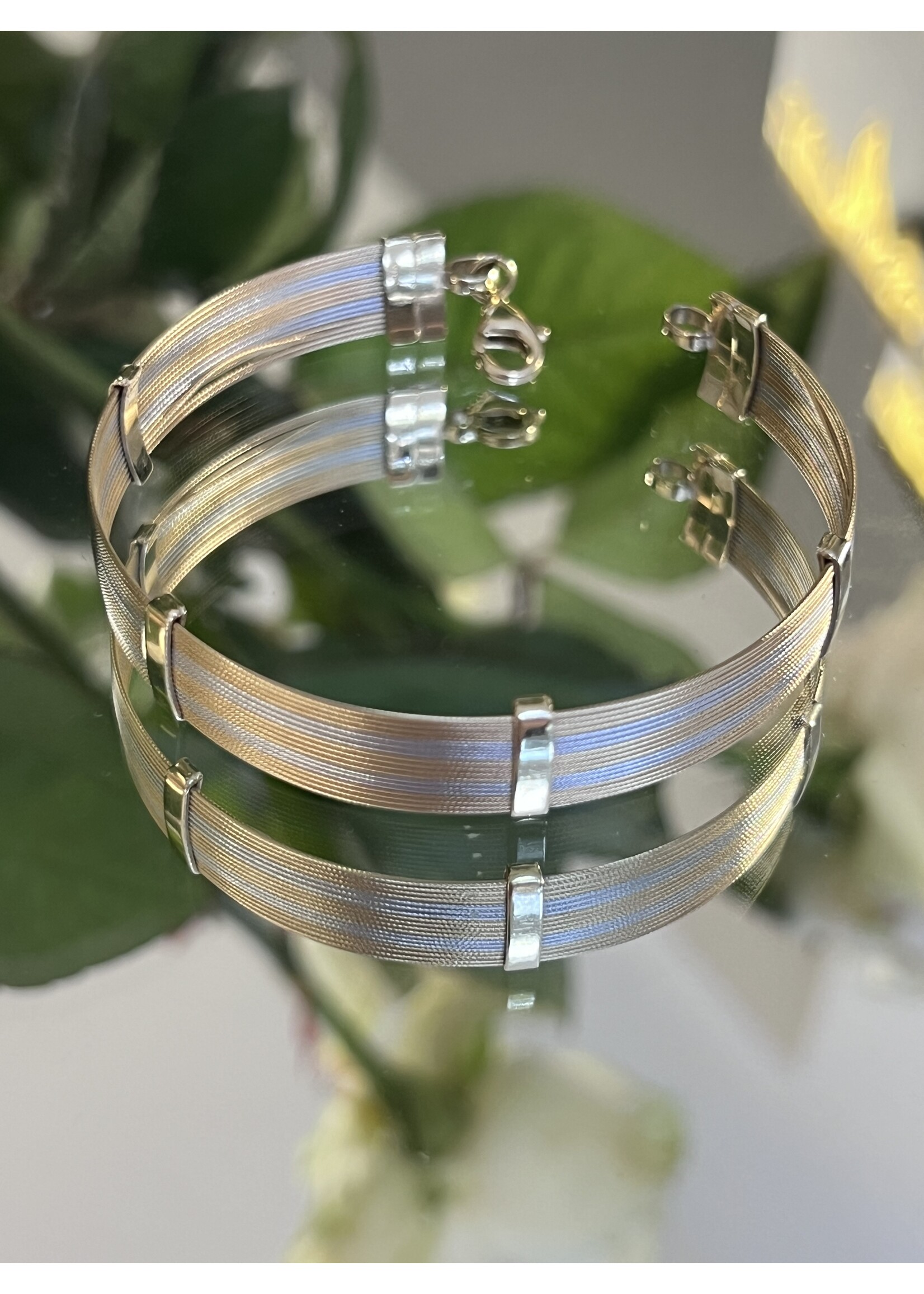 Vintage & Occasion Bicolor gouden 14k  brede armband - 18 cm