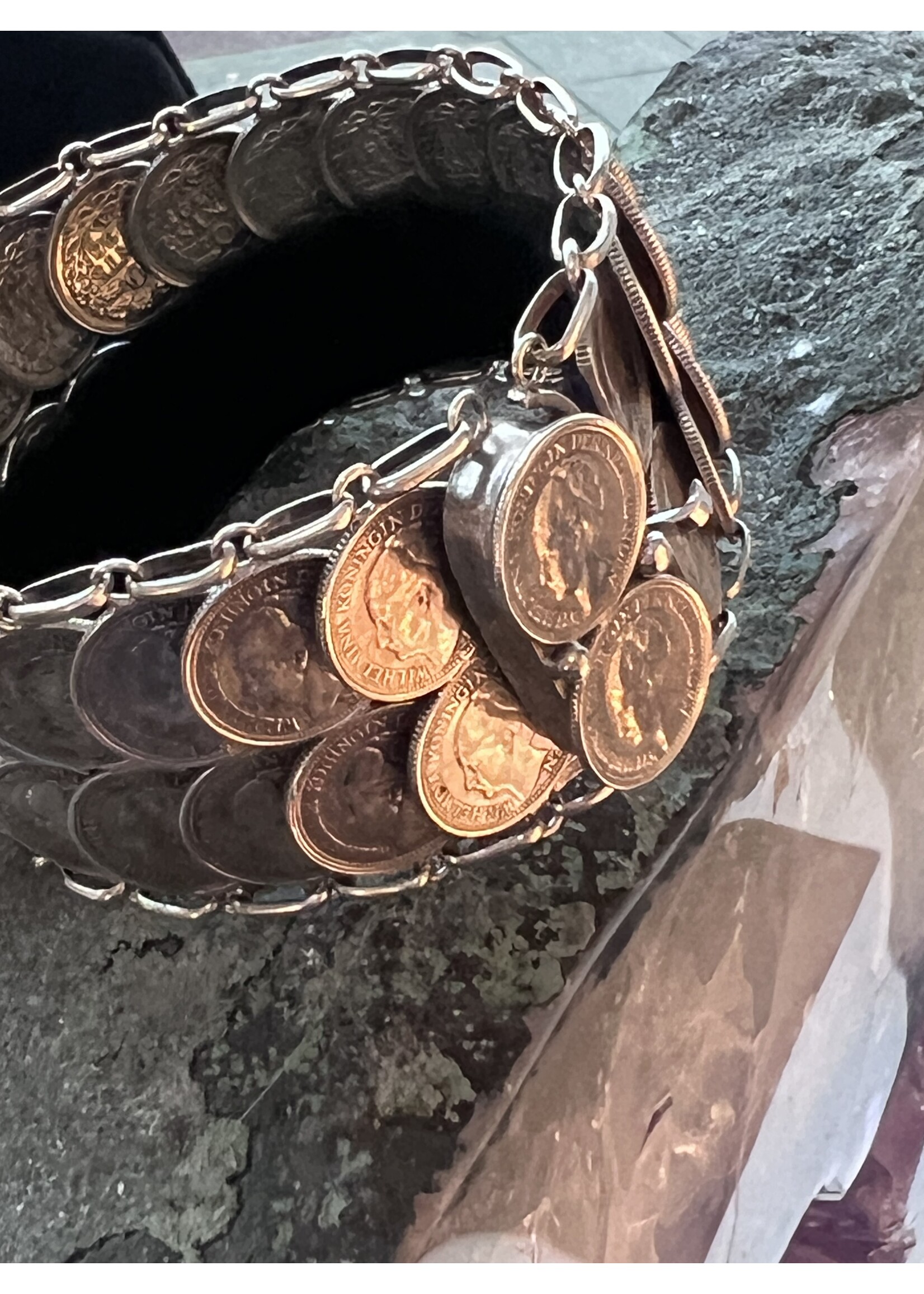 Vintage & Occasion Zilveren vintage munten armband 10 cent