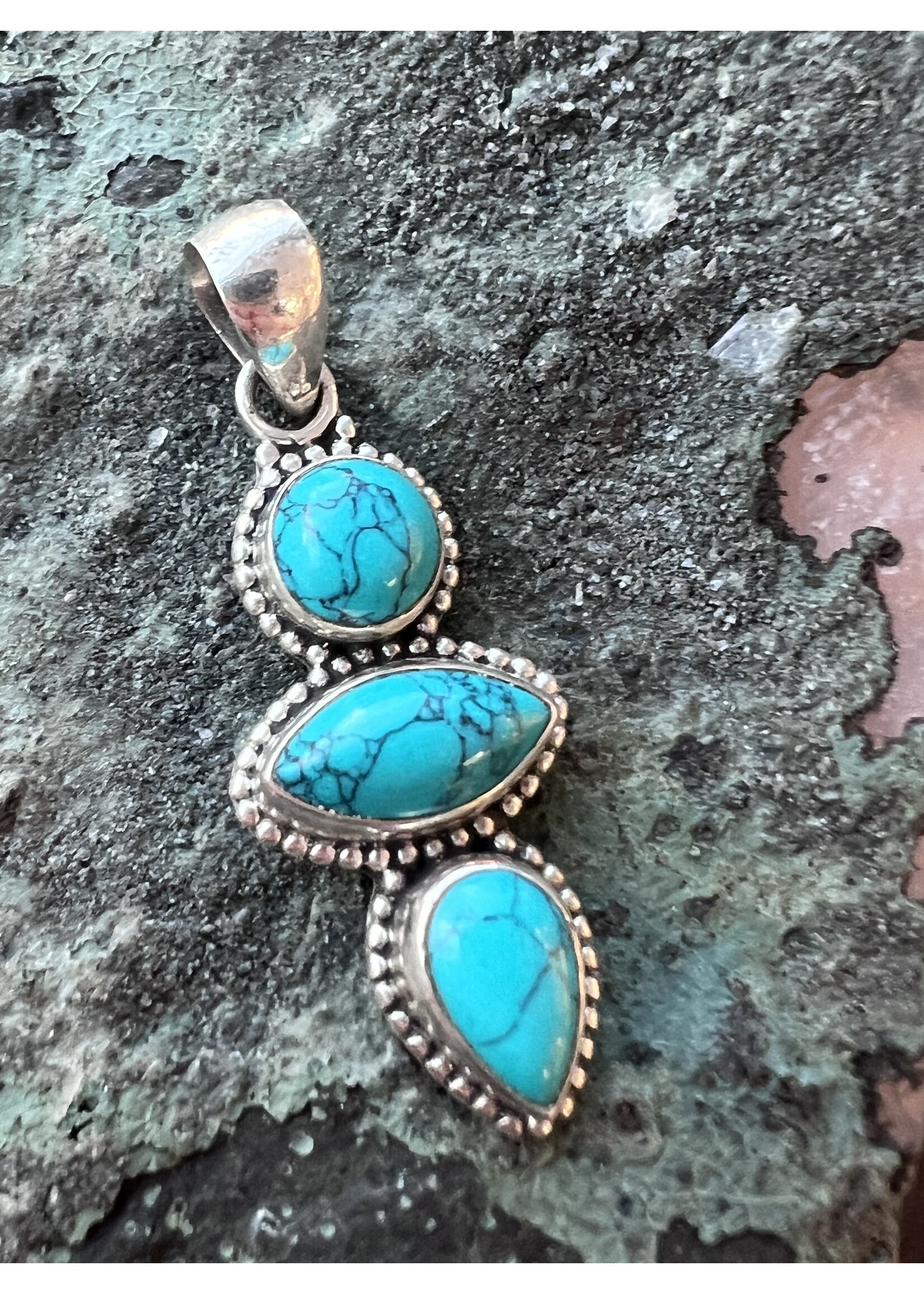 Vintage & Occasion Zilveren hanger met turkoois