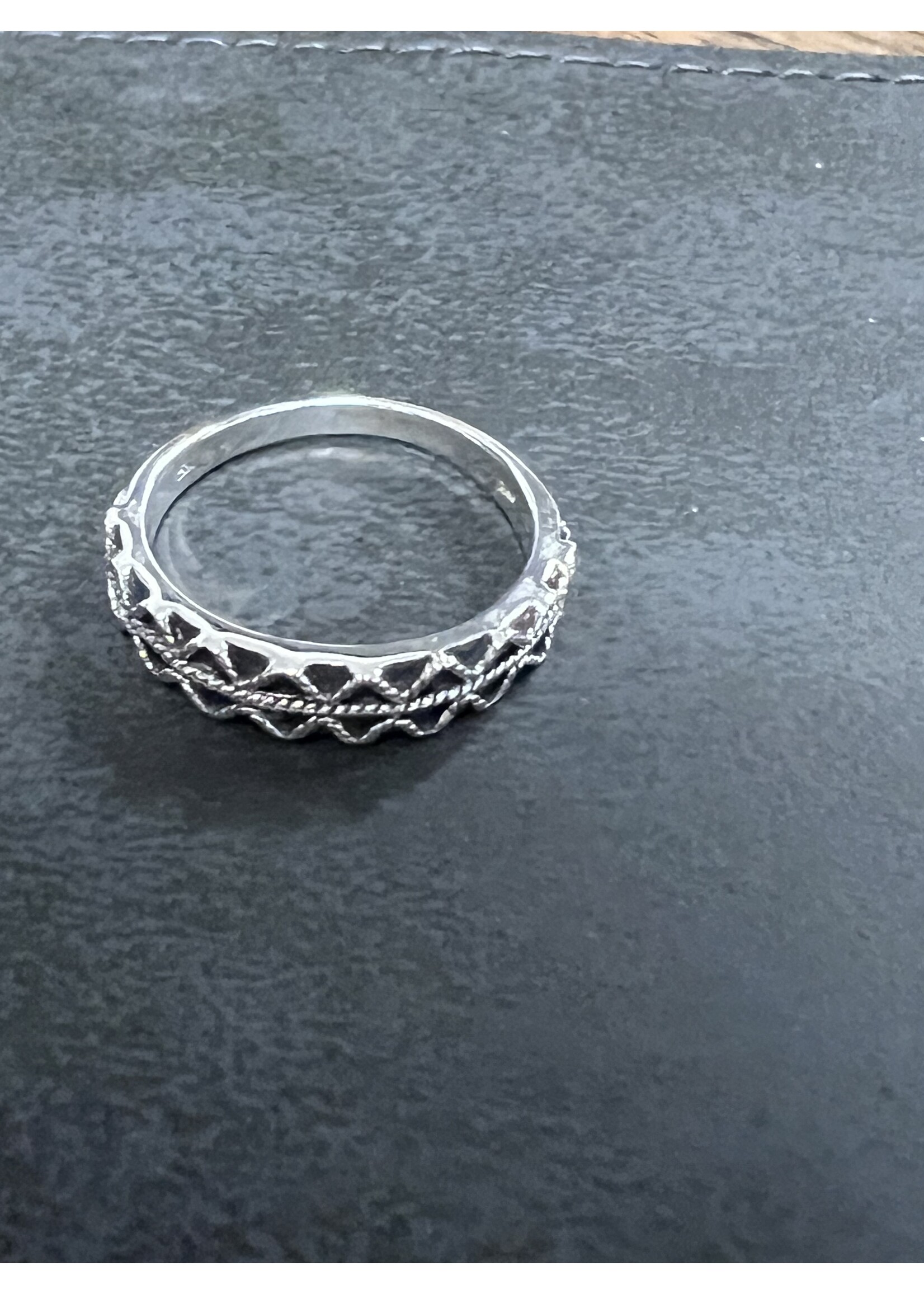 Vintage & Occasion zilveren ring met fantasie schakel