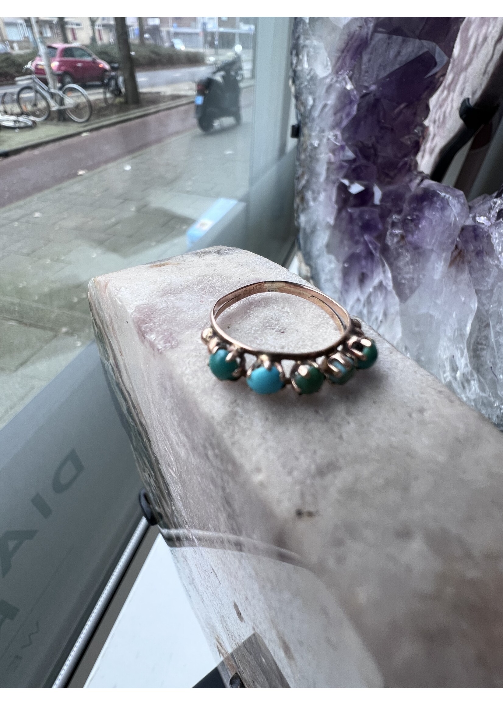 Vintage & Occasion Gouden ring met turkoois