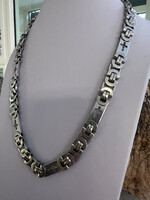 Stalen collier Konings schakel met kruizen - lengte 60cm