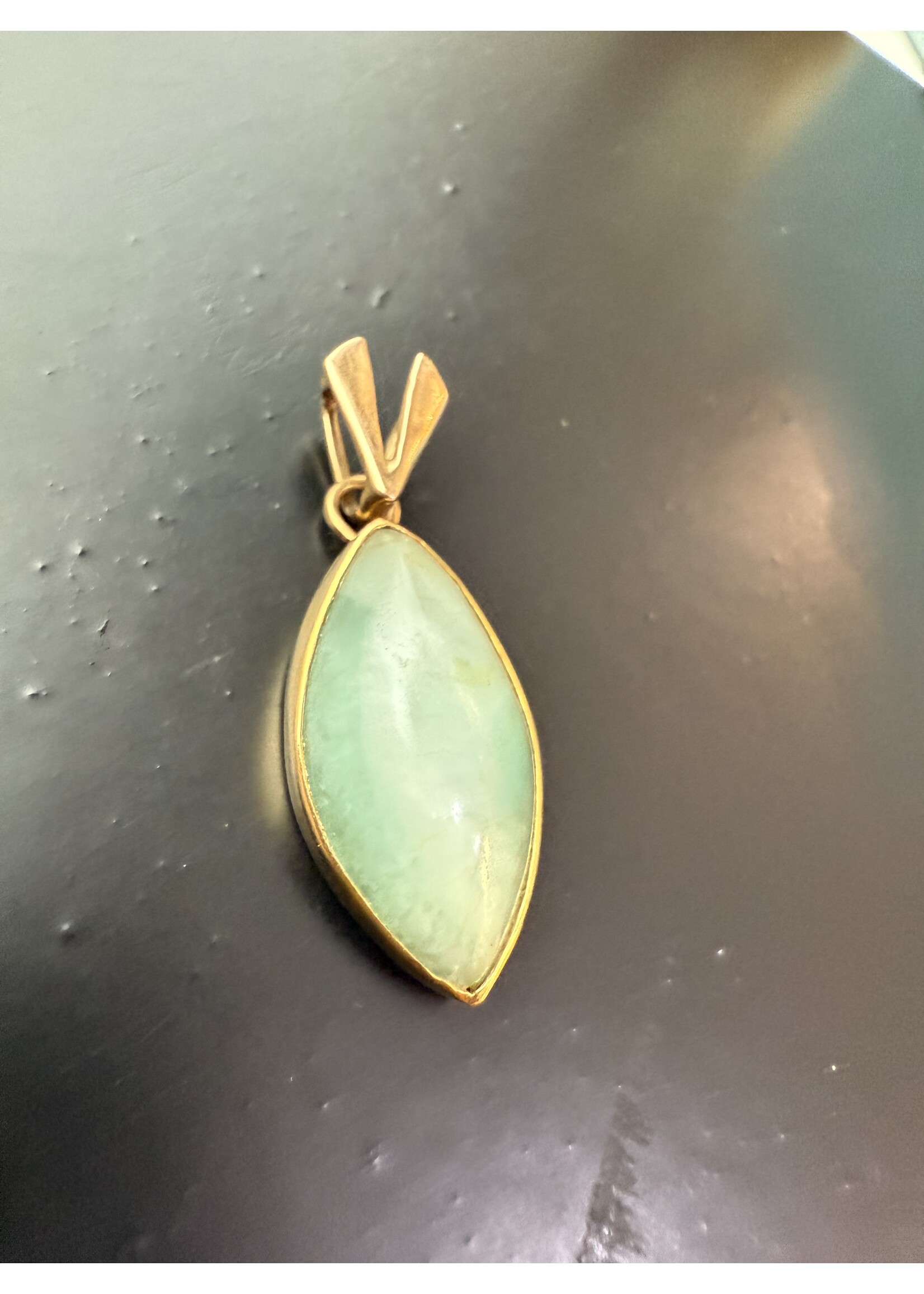 Vintage & Occasion Vintage & Occasion hanger 18k ovaal met jade
