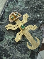 Vintage & Occasion Geelgouden hanger broche met smaragd salamander