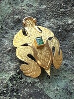 Vintage & Occasion Geelgouden broche met smaragd kikker - 18 karaat
