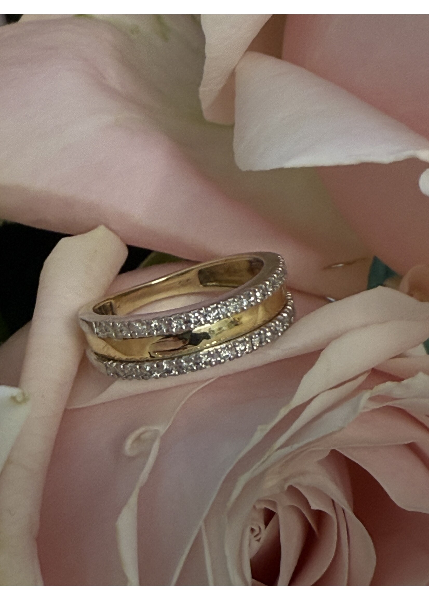 Vintage & Occasion Geelgouden ring met briljant 14k - maat 16.5