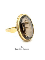 Vintage & Occasion Geelgouden  14k ring met rookkwarts - maat 17.5