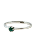 Vintage & Occasion Witgouden ring met groene smaragd - maat 17