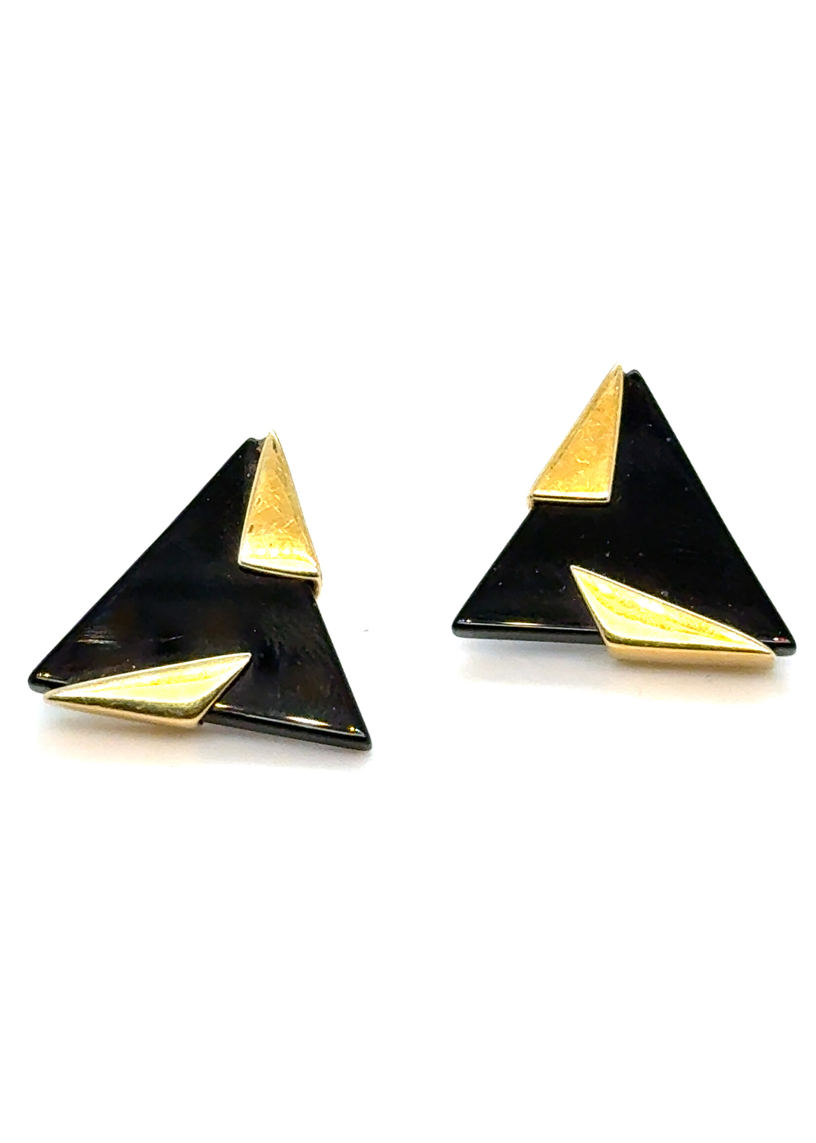 Vintage & Occasion Geelgouden oorknoppen met onyx