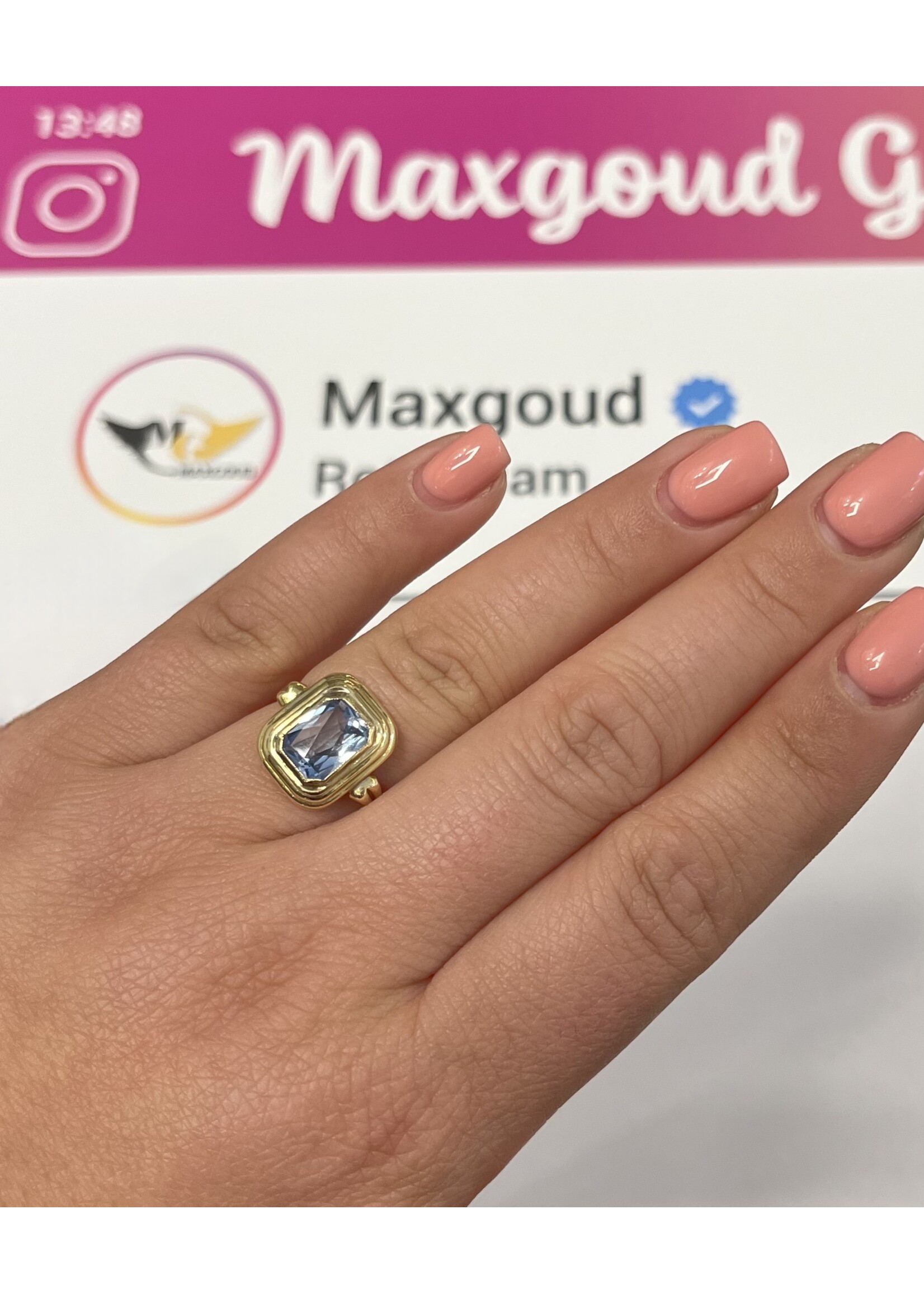 Vintage & Occasion Geelgouden ring met topaas  - maat 18.75