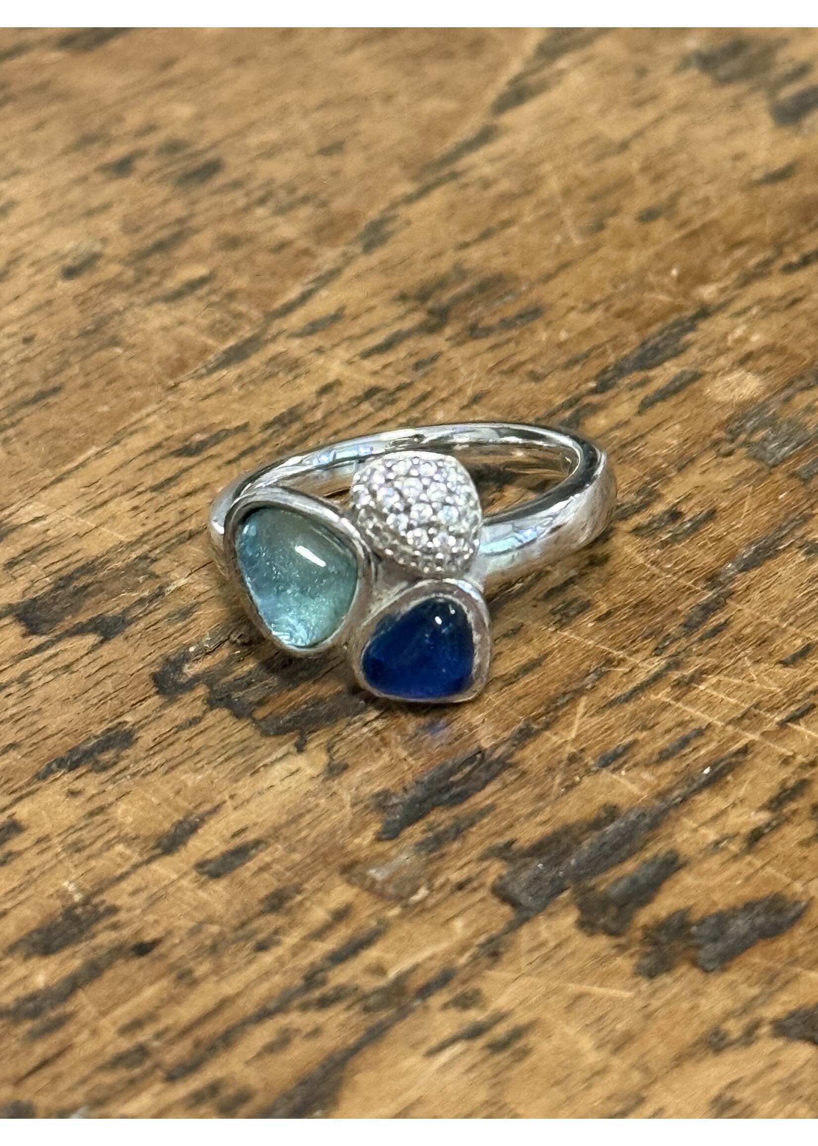 Vintage & Occasion Ring zins blauwe stenen