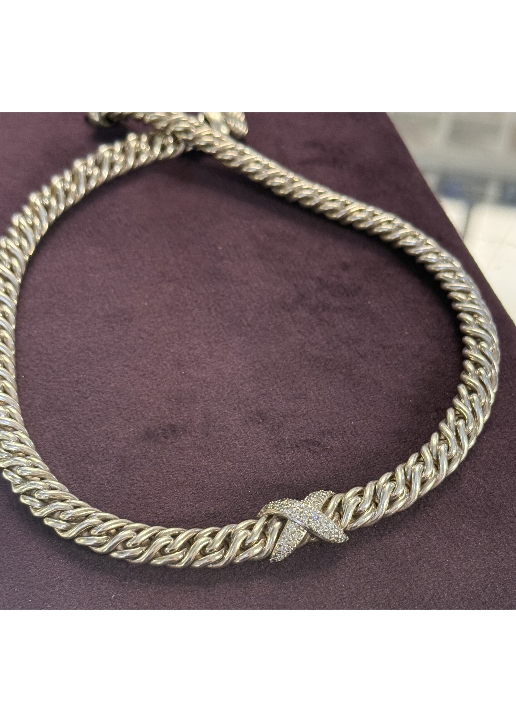 Zilveren collier met briljant geslepen diamant van dyurman