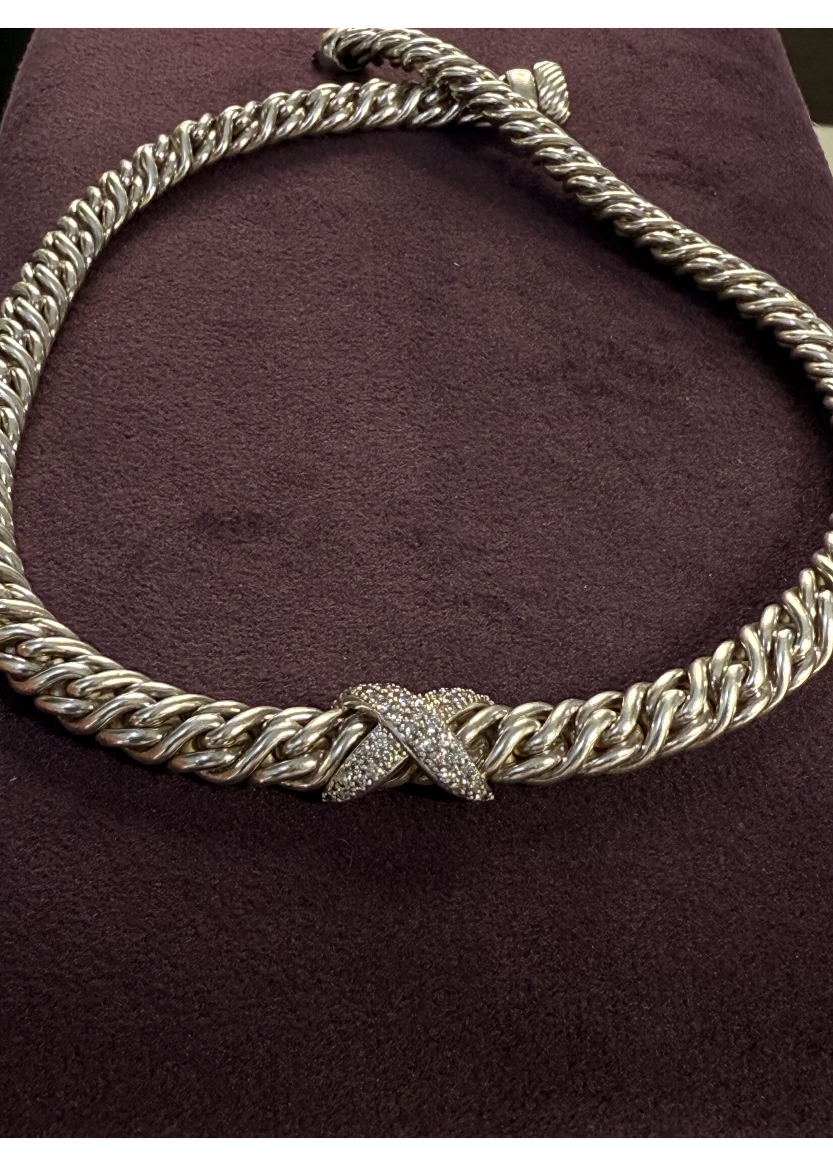 Zilveren collier met briljant geslepen diamant van dyurman