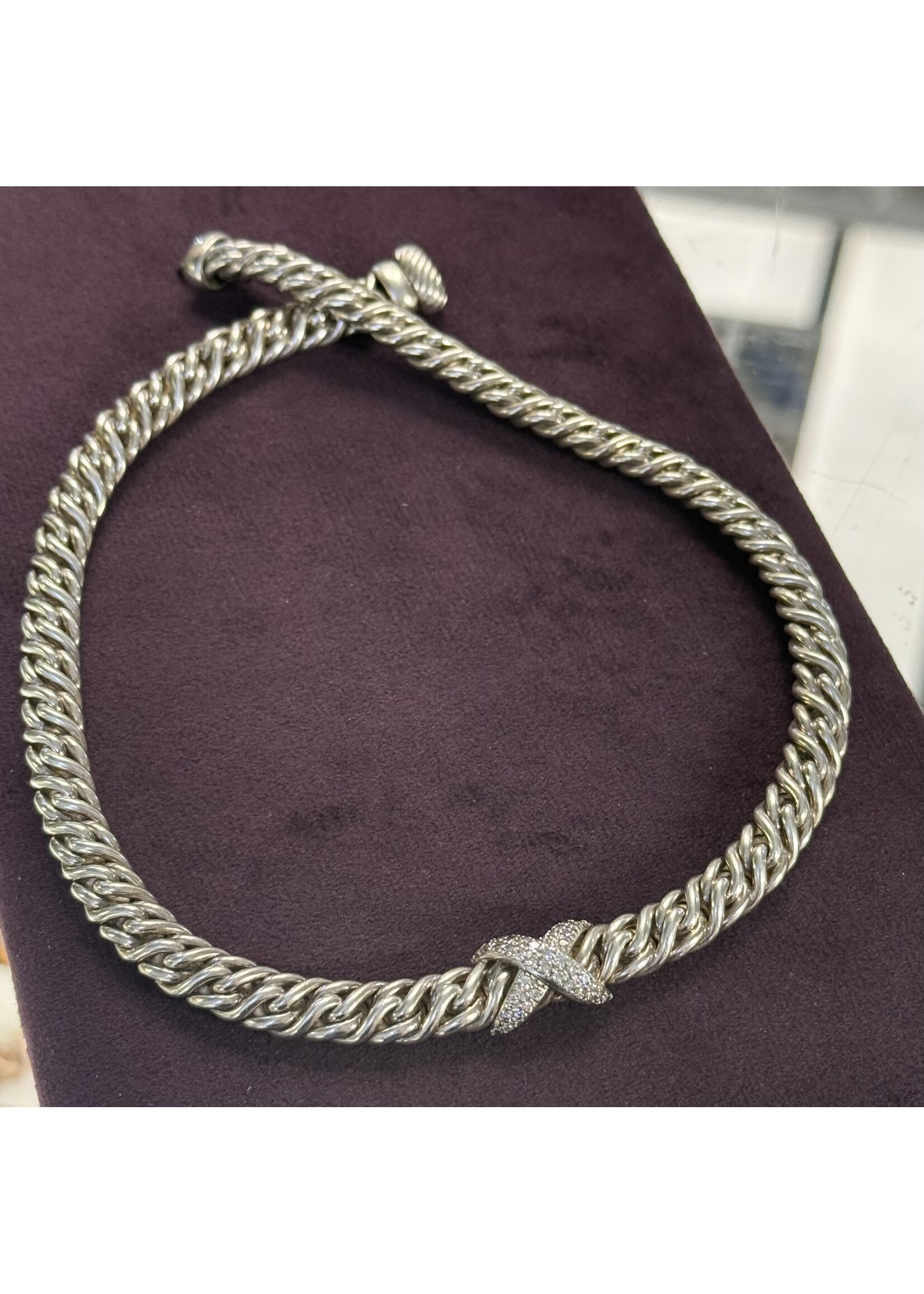 Zilveren collier met briljant geslepen diamant van dyurman