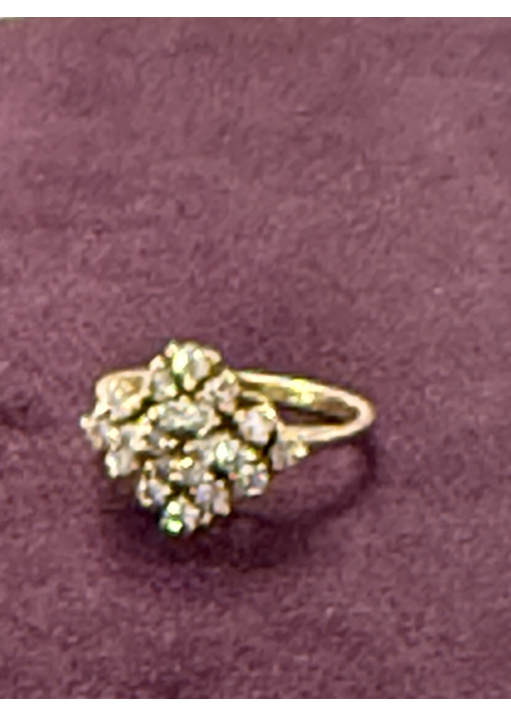 Vintage & Occasion Geelgouden 18k ring rozet fantasie met 20 diamantjes