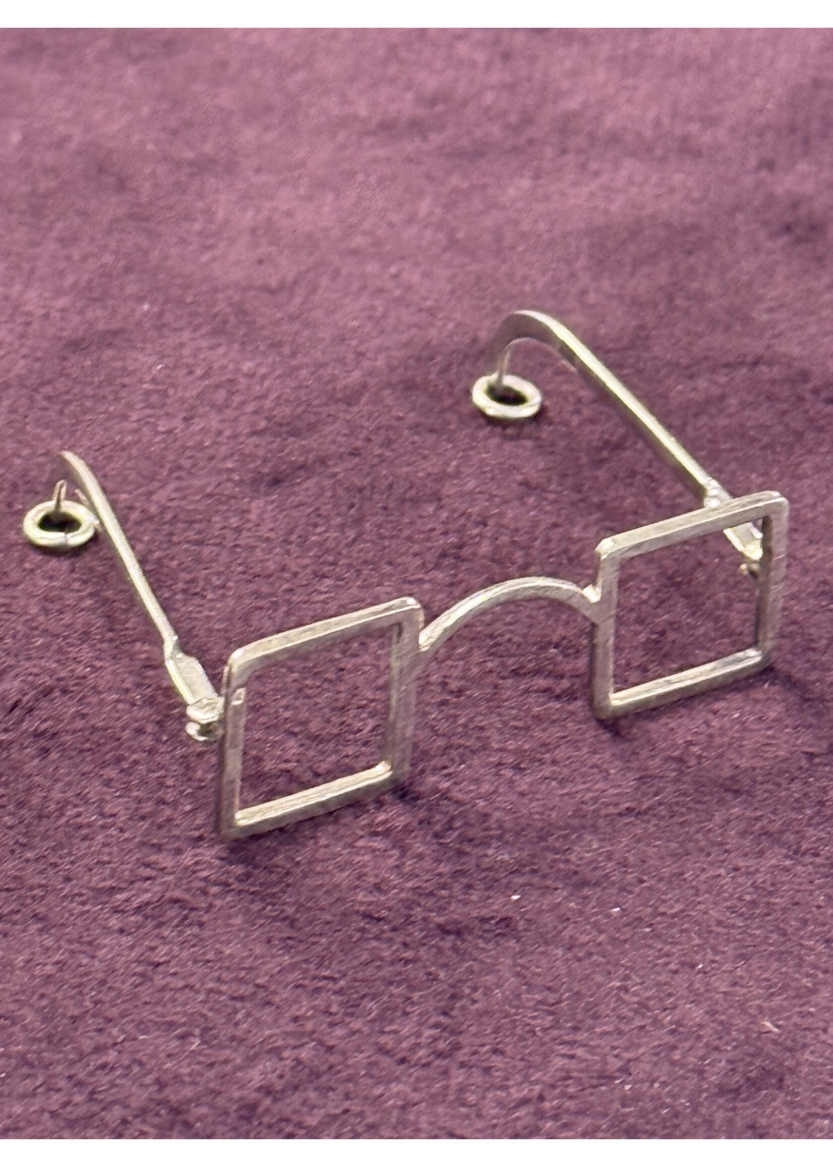 Vintage & Occasion Set van 2 zilveren hangers bril met vierkant montuur
